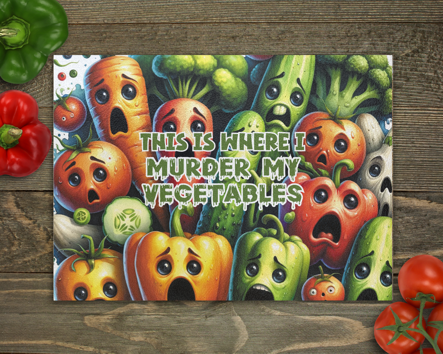 This is where I... Vegetables #2 Glass Cutting Board