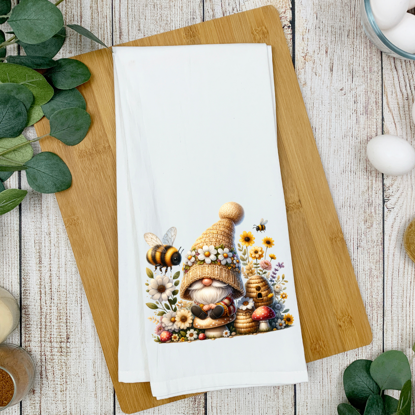 Bumble Bee Gnome Kitchen Tea Towel