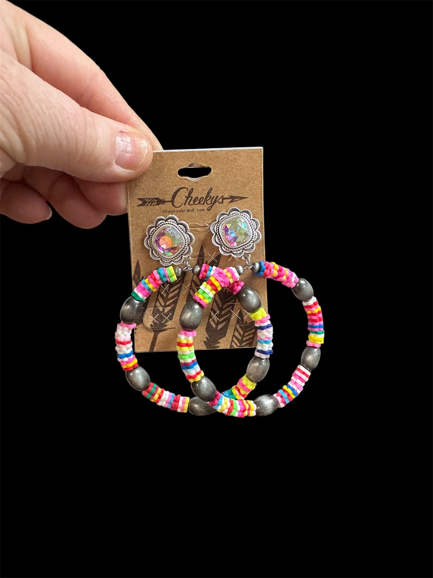 BRIGHT CLAY HOOPS WITH LARGE AB
