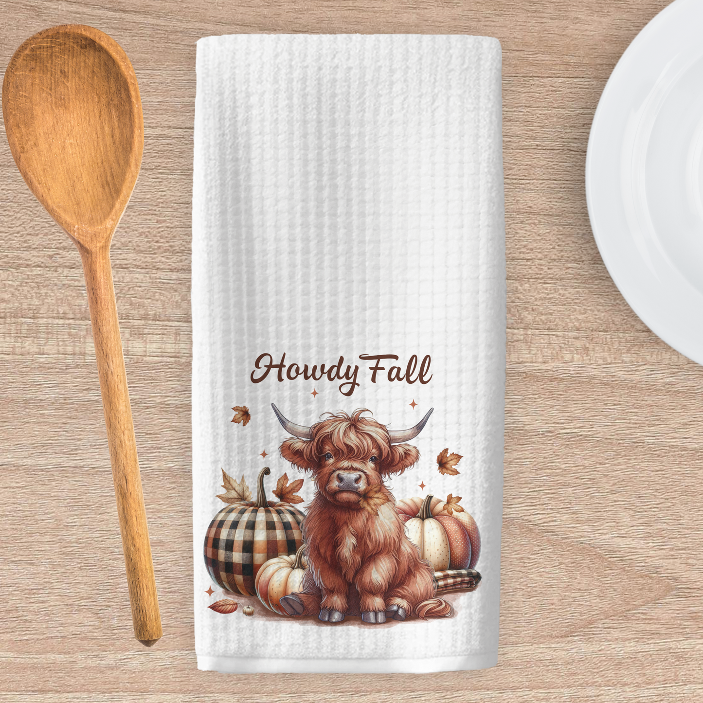Howdy Fall Highland Kitchen Tea Towel