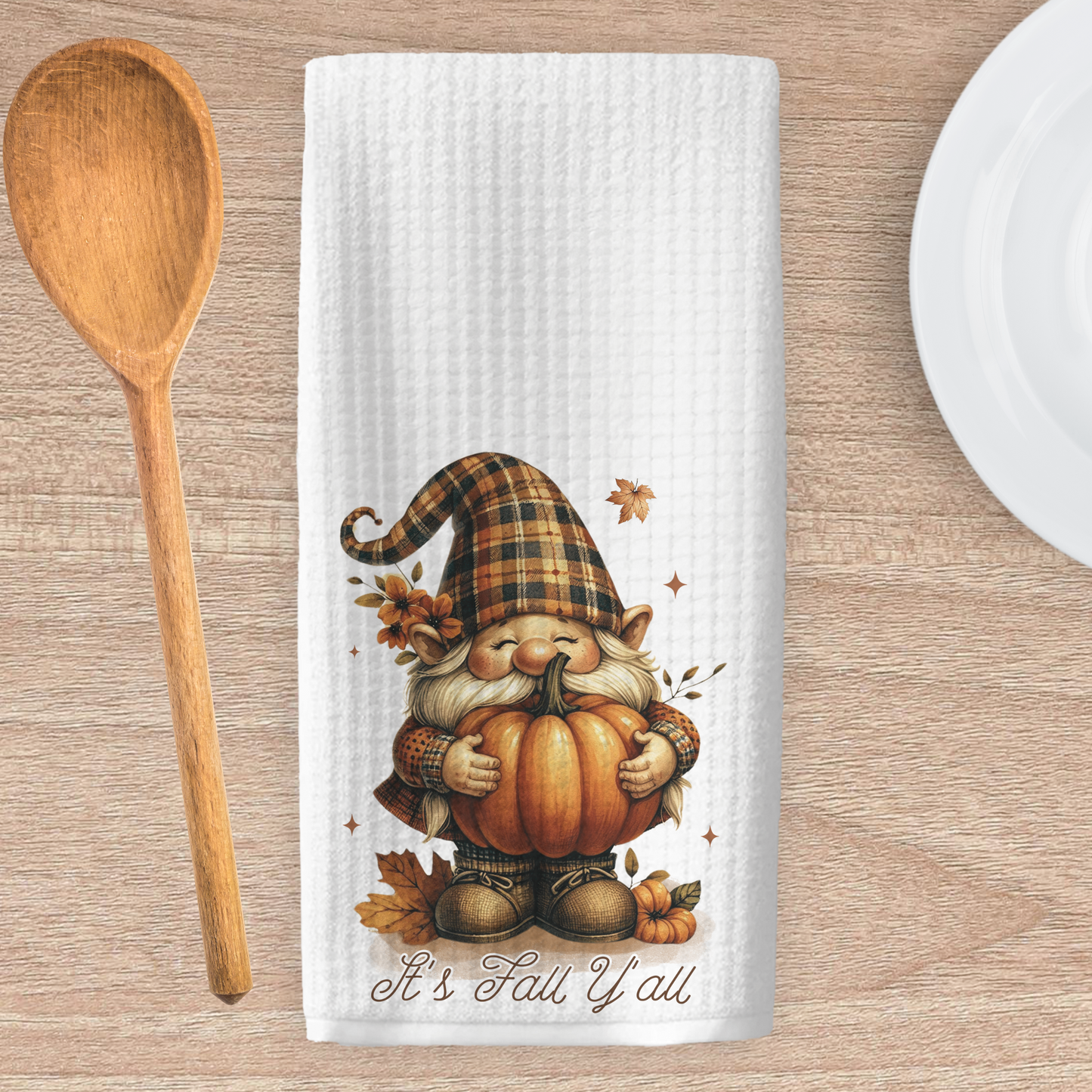 Fall Gnome Kitchen Tea Towel