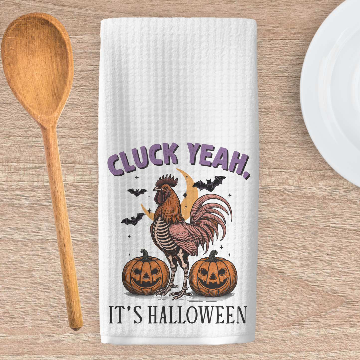 Cluck Yeah It's Halloween Kitchen Tea Towel