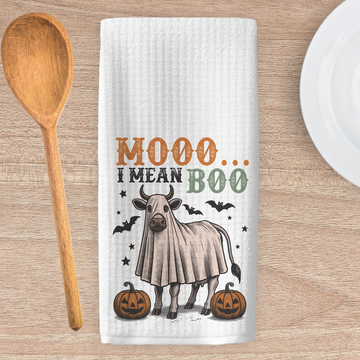 Mooo I mean Boo Kitchen Tea Towel