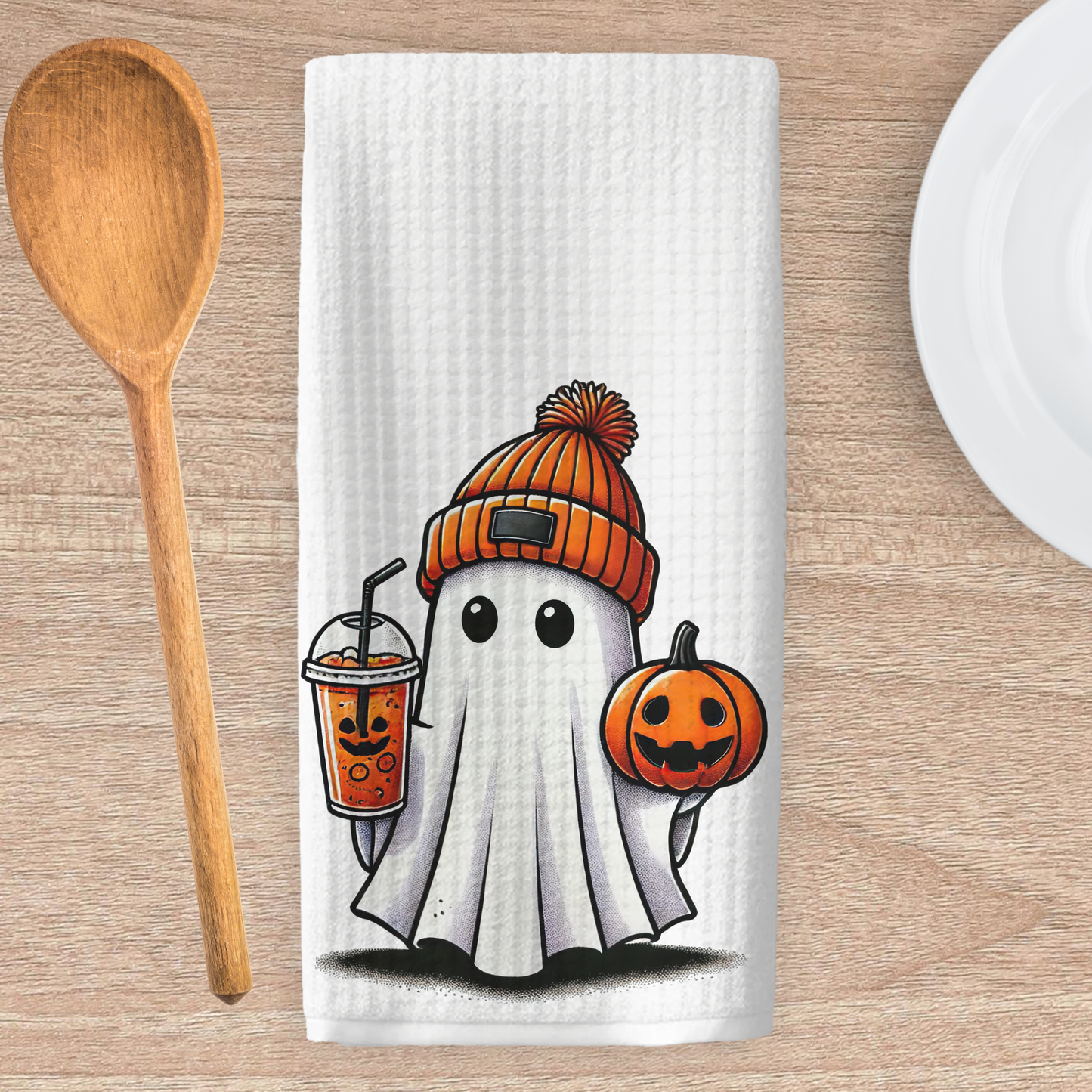Pumpkin Spice Ghost Kitchen Tea Towel