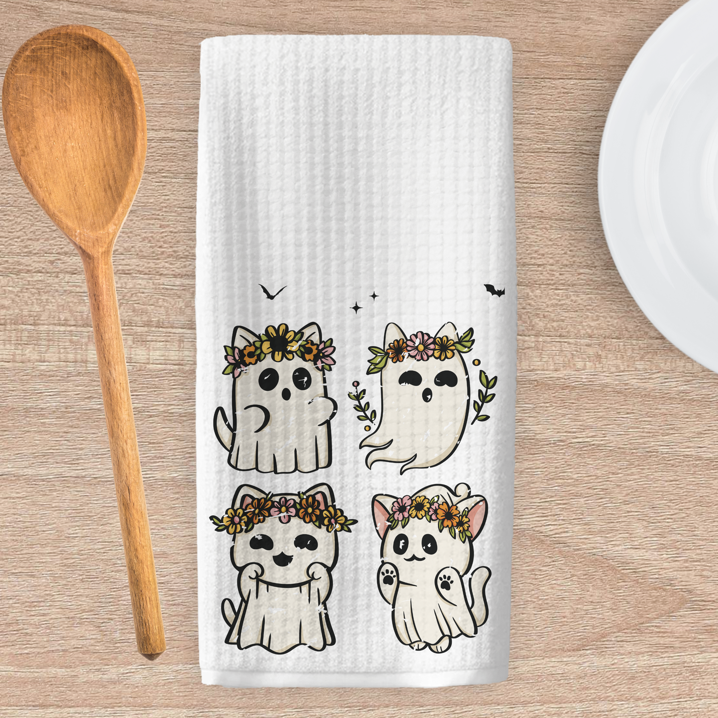 Ghost Cats Kitchen Tea Towel