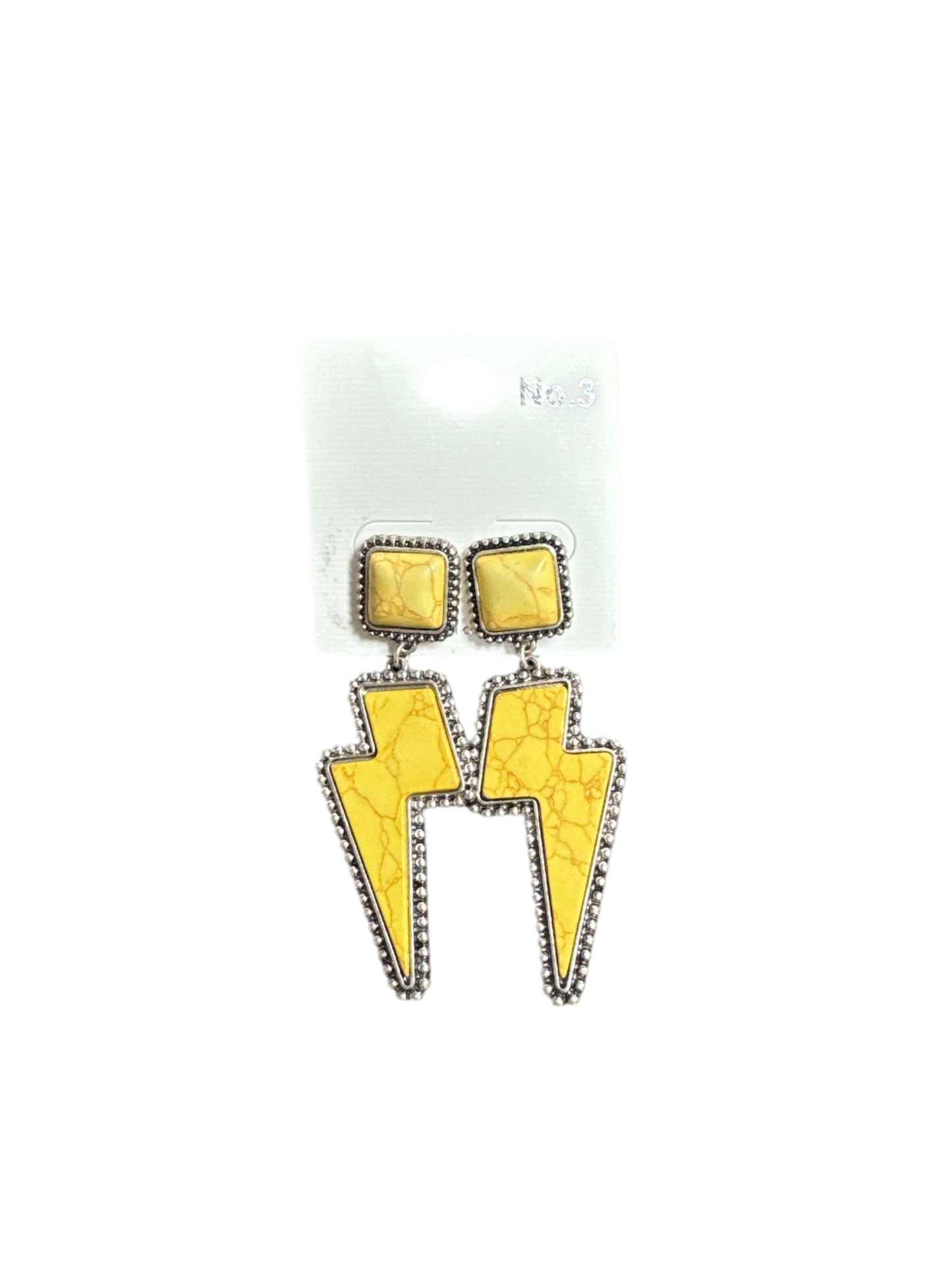 YELLOW BOLT MARBLE EARRINGS