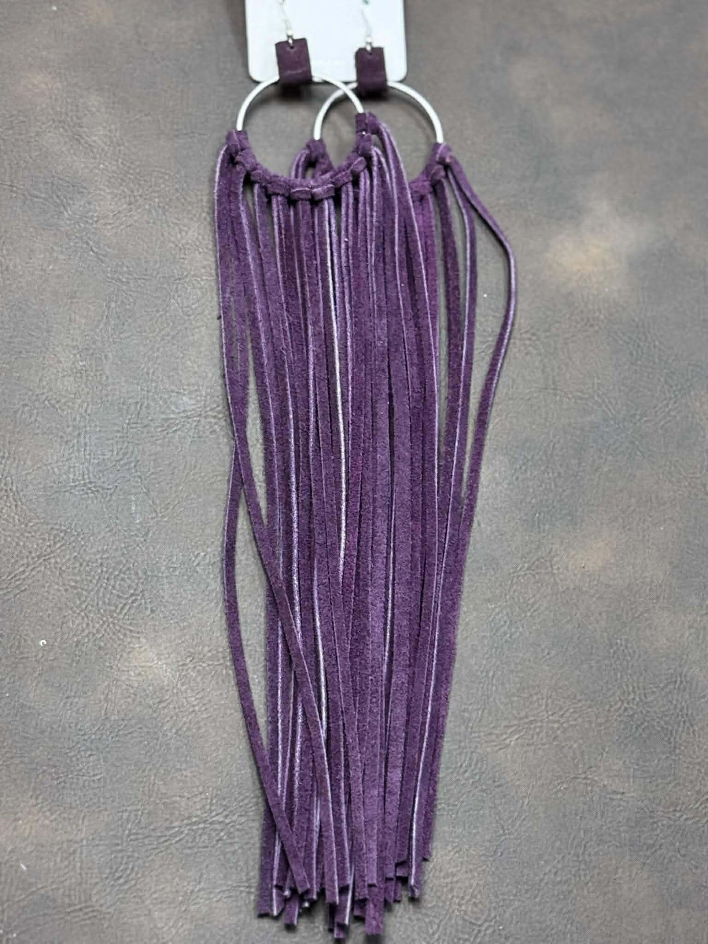LONG LEATHER FRINGE EARRINGS
