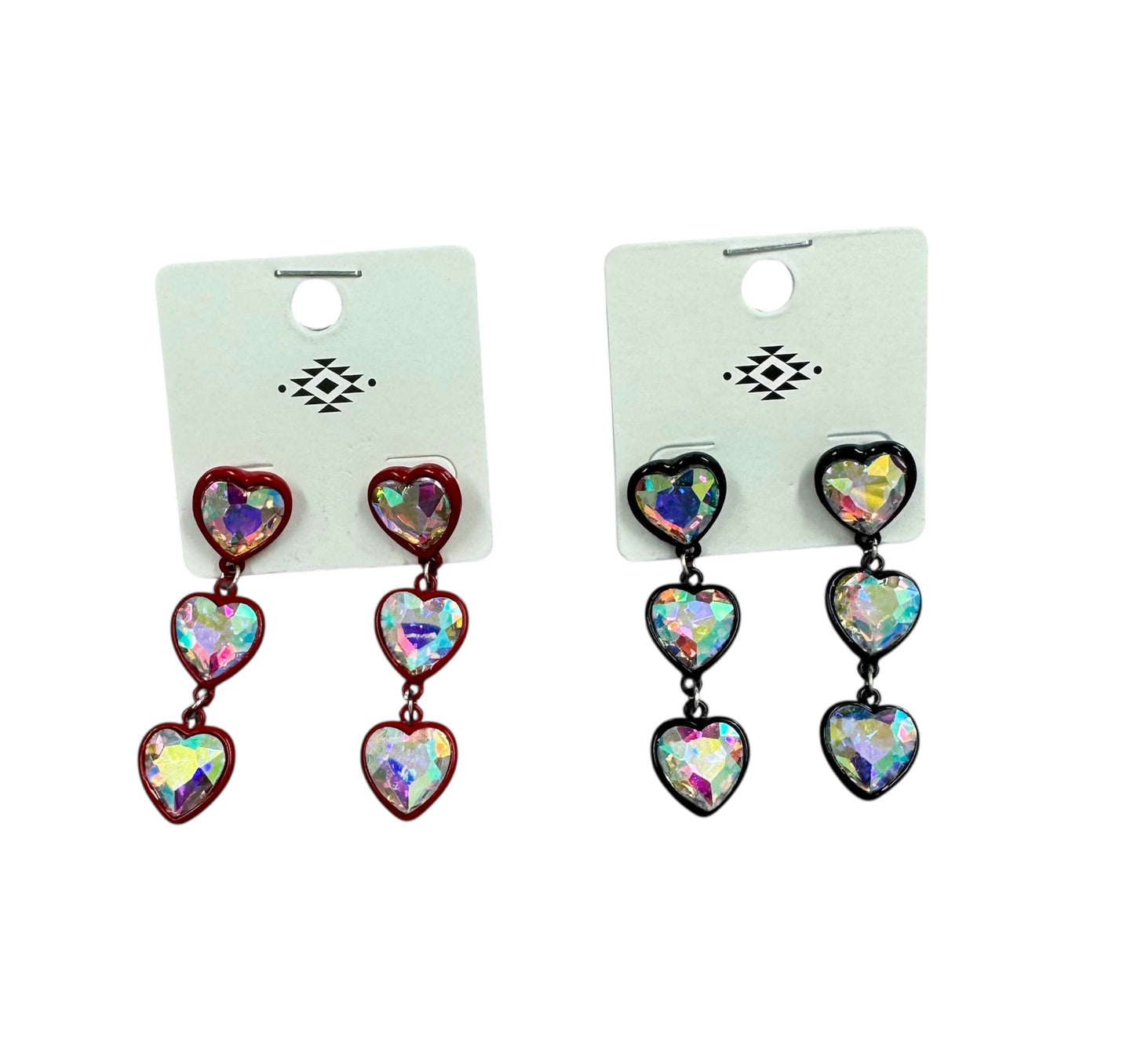 3 TIER HEART SHAPED AB EARRINGS