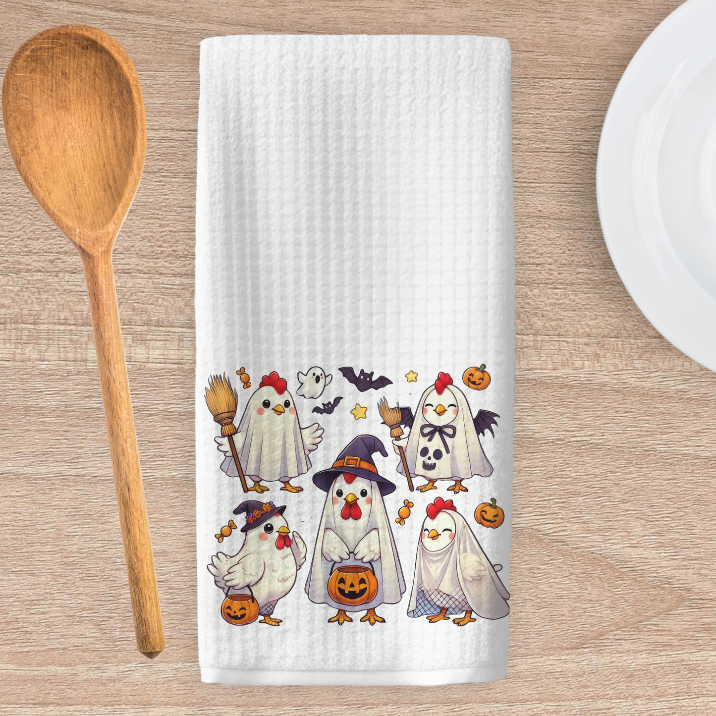 Ghost Chickens Kitchen Tea Towel