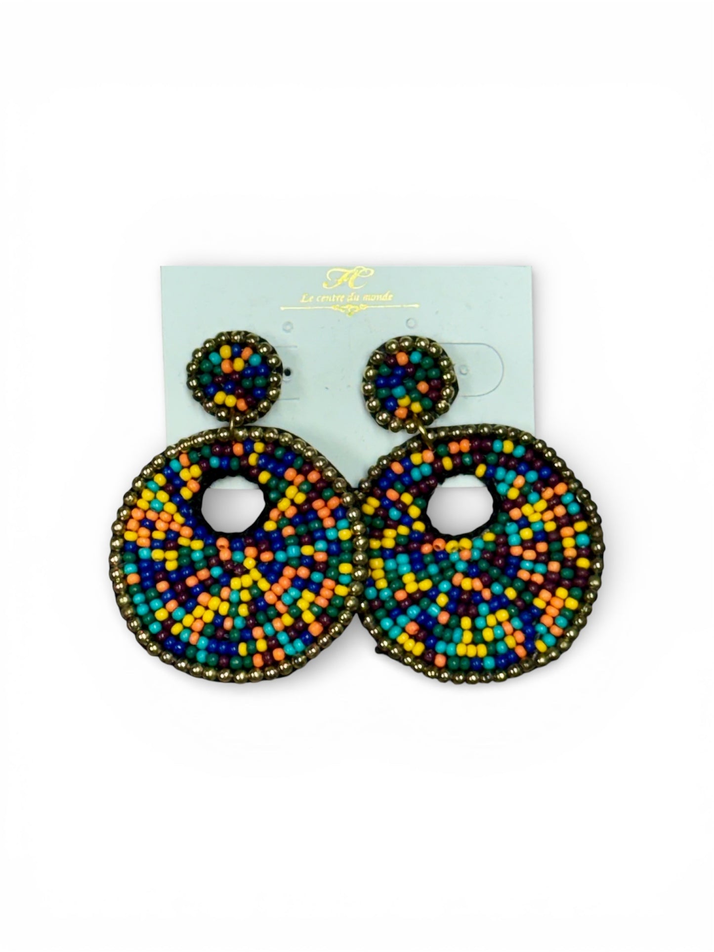 MULTICOLOR DISC SEED BEAD EARRINGS