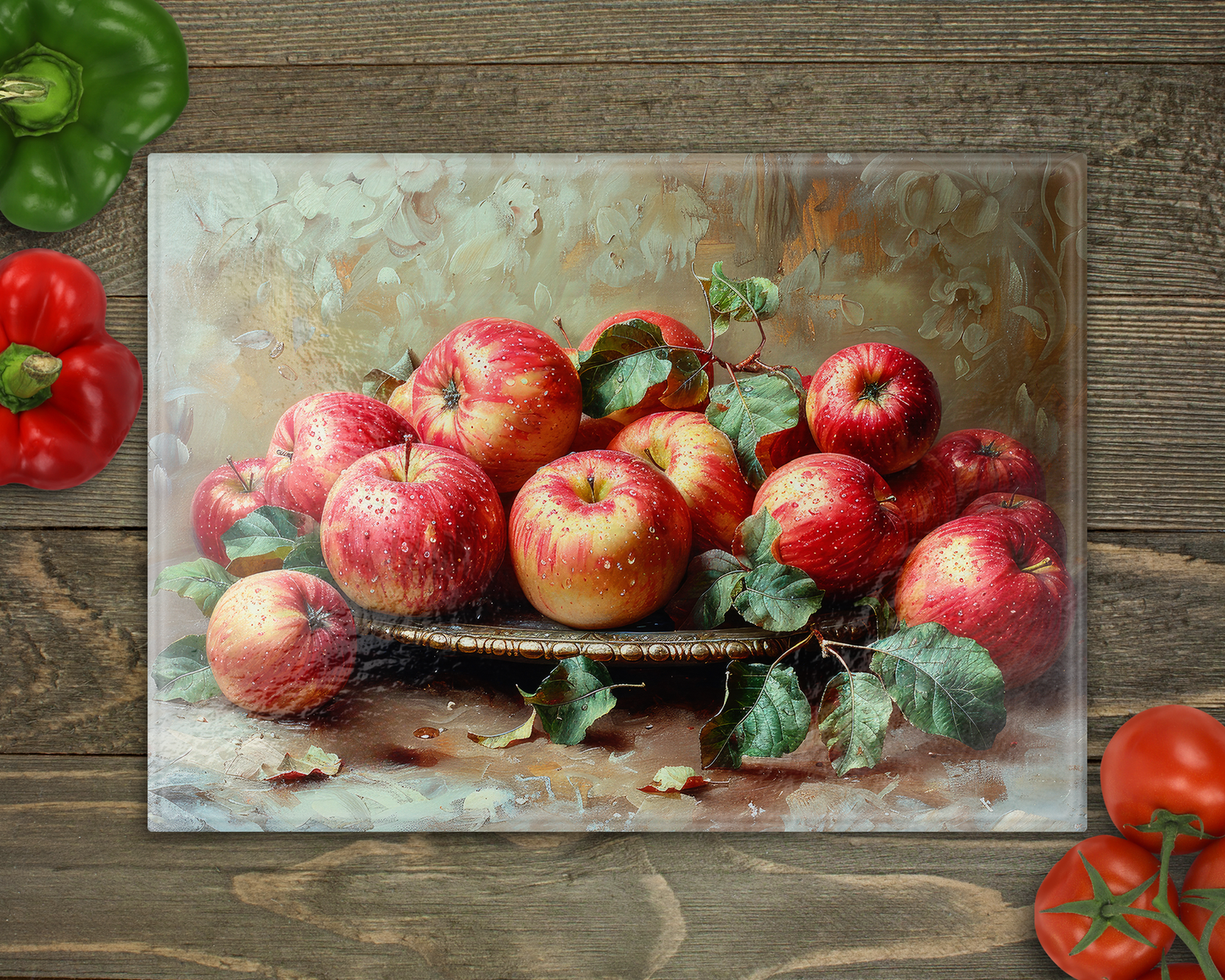 Apples Glass Cutting Board