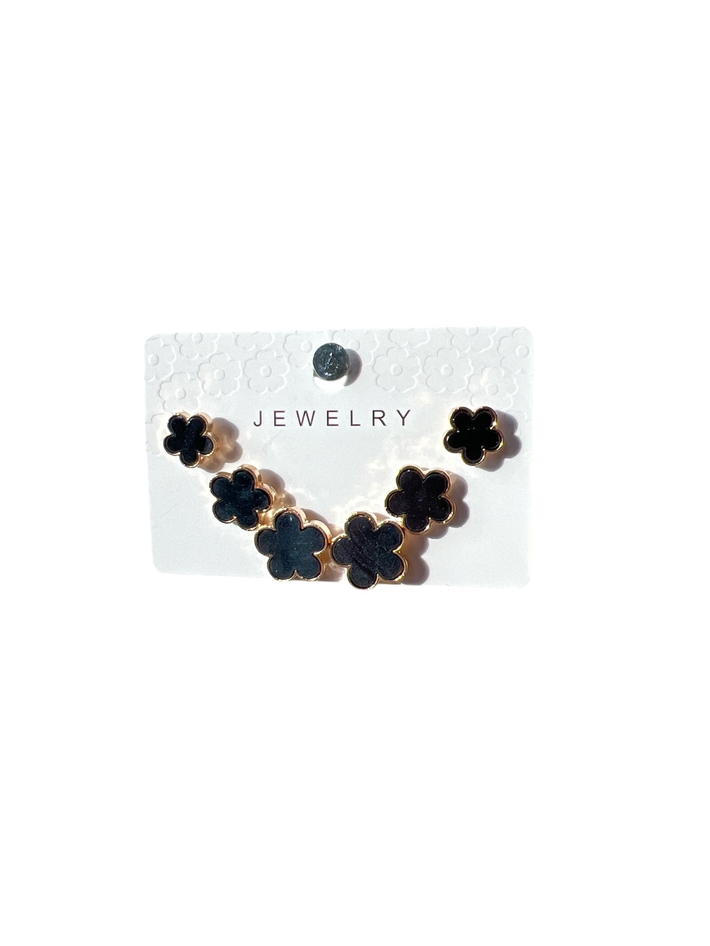 BLACK FLOWER GOLD EARRINGS