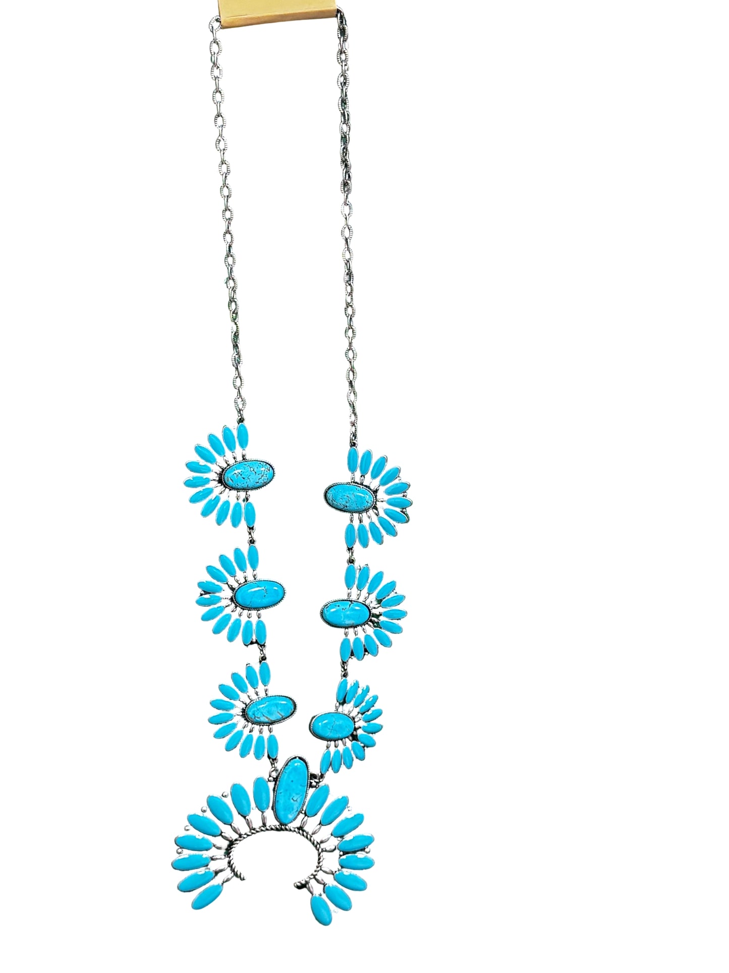 NAVAJO SQUASH BLOSSOM TURQUOISE NECKLACE