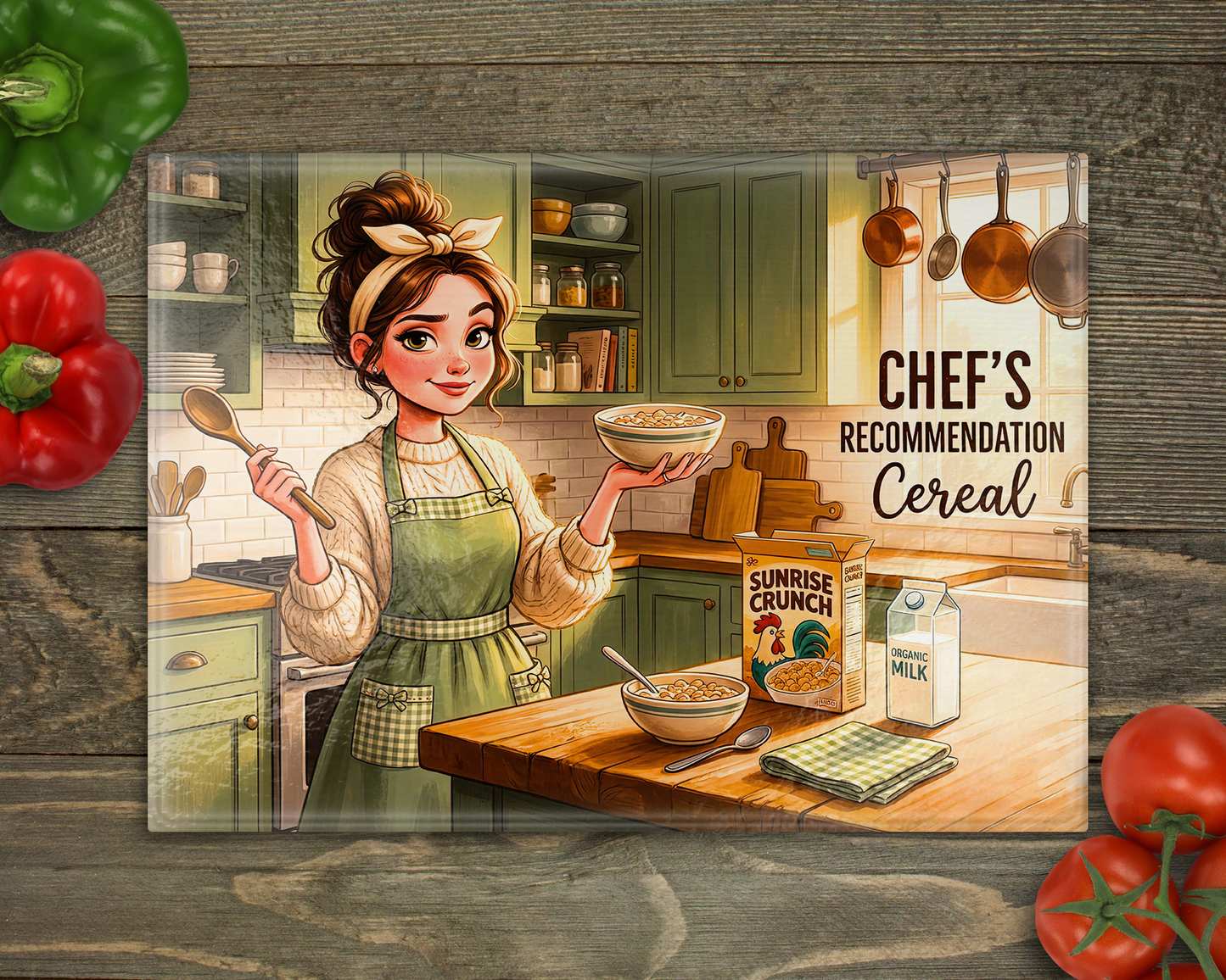 Chef Cereal Glass Cutting Board