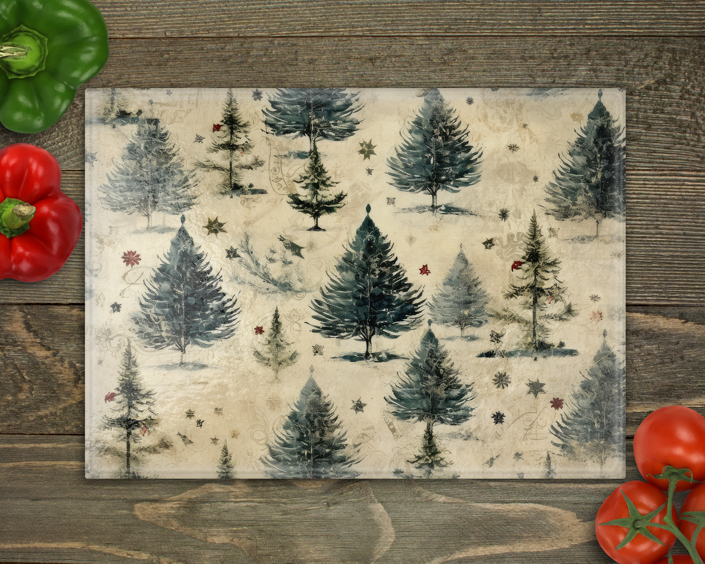 Christmas Trees Glass Cutting Board
