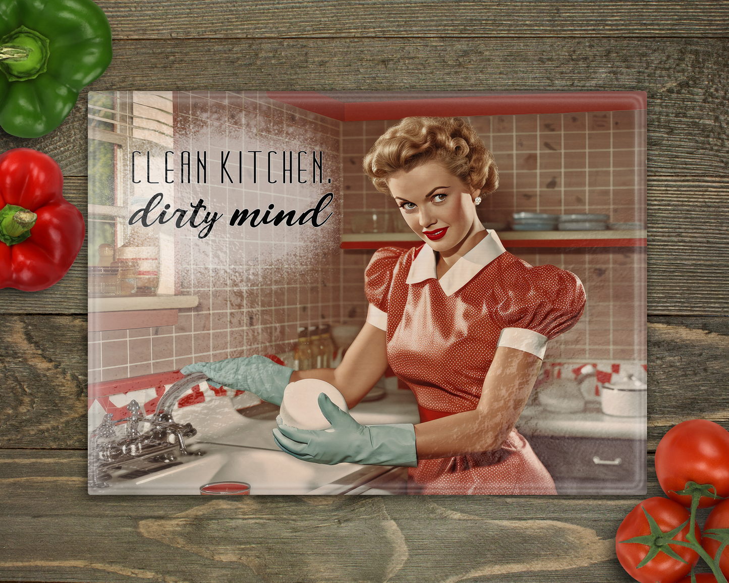 Clean Kitchen Dirty Mind Glass Cutting Board