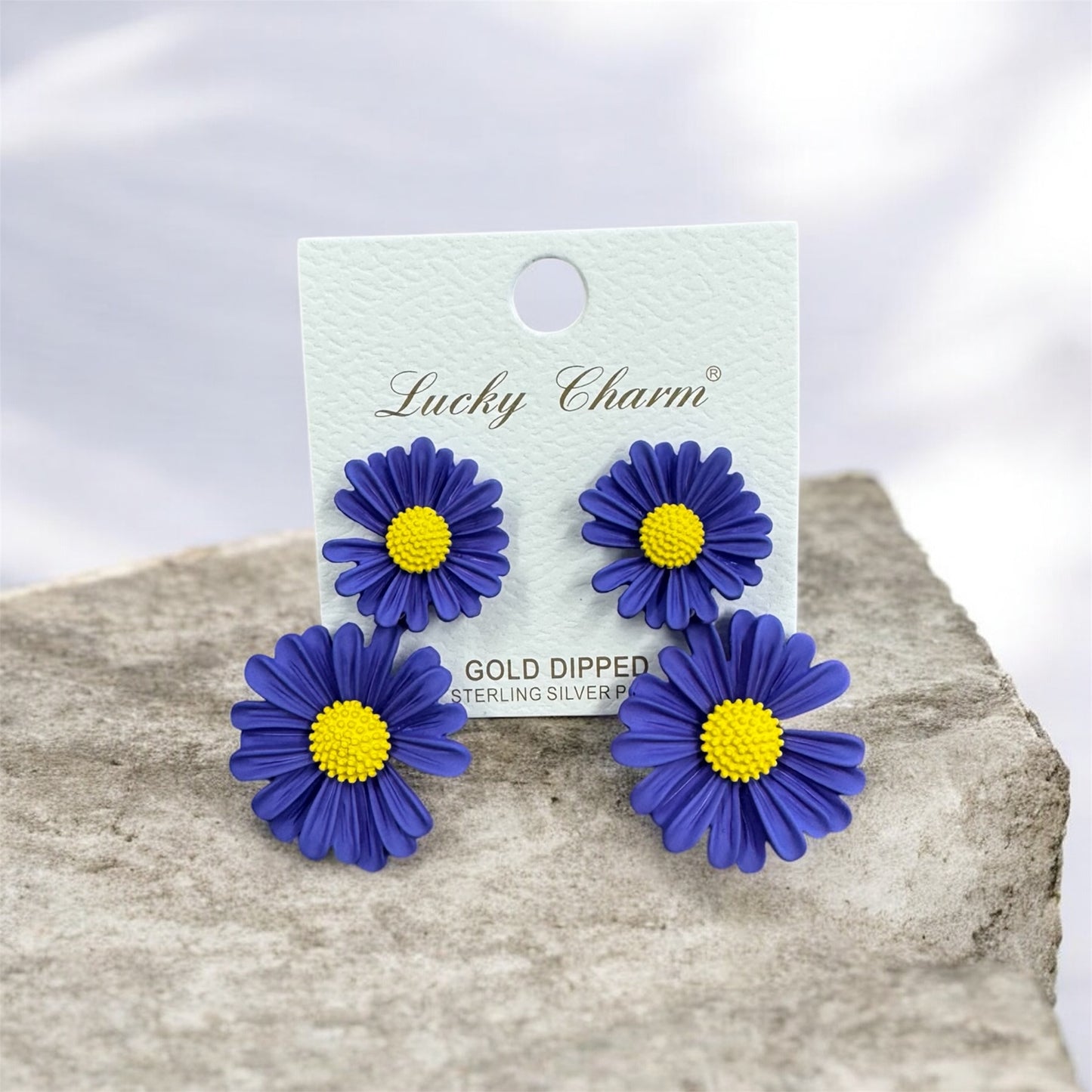 2 TIER METAL SUNFLOWER EARRINGS