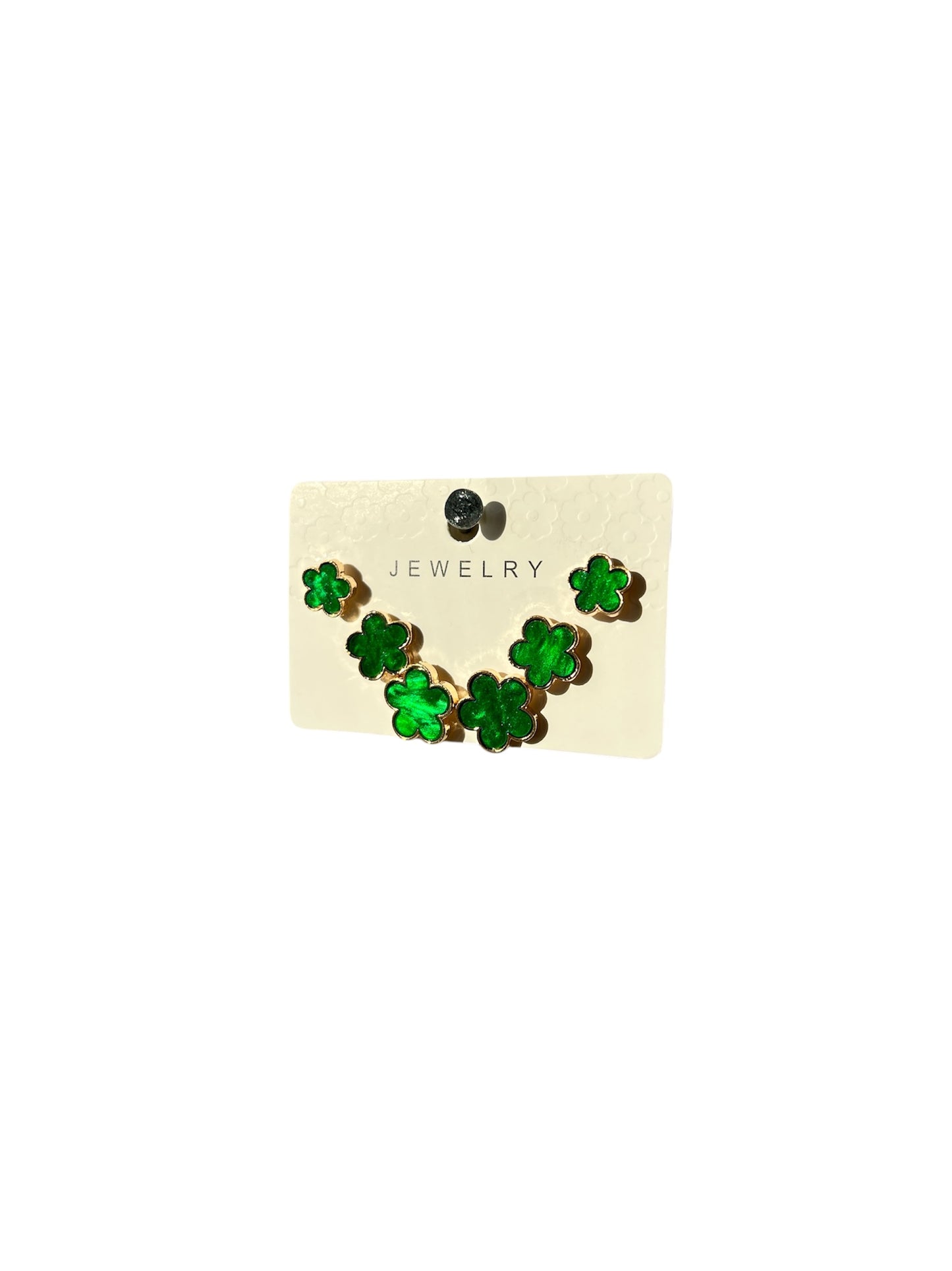 GREEN FLOWER GOLD EARRINGS