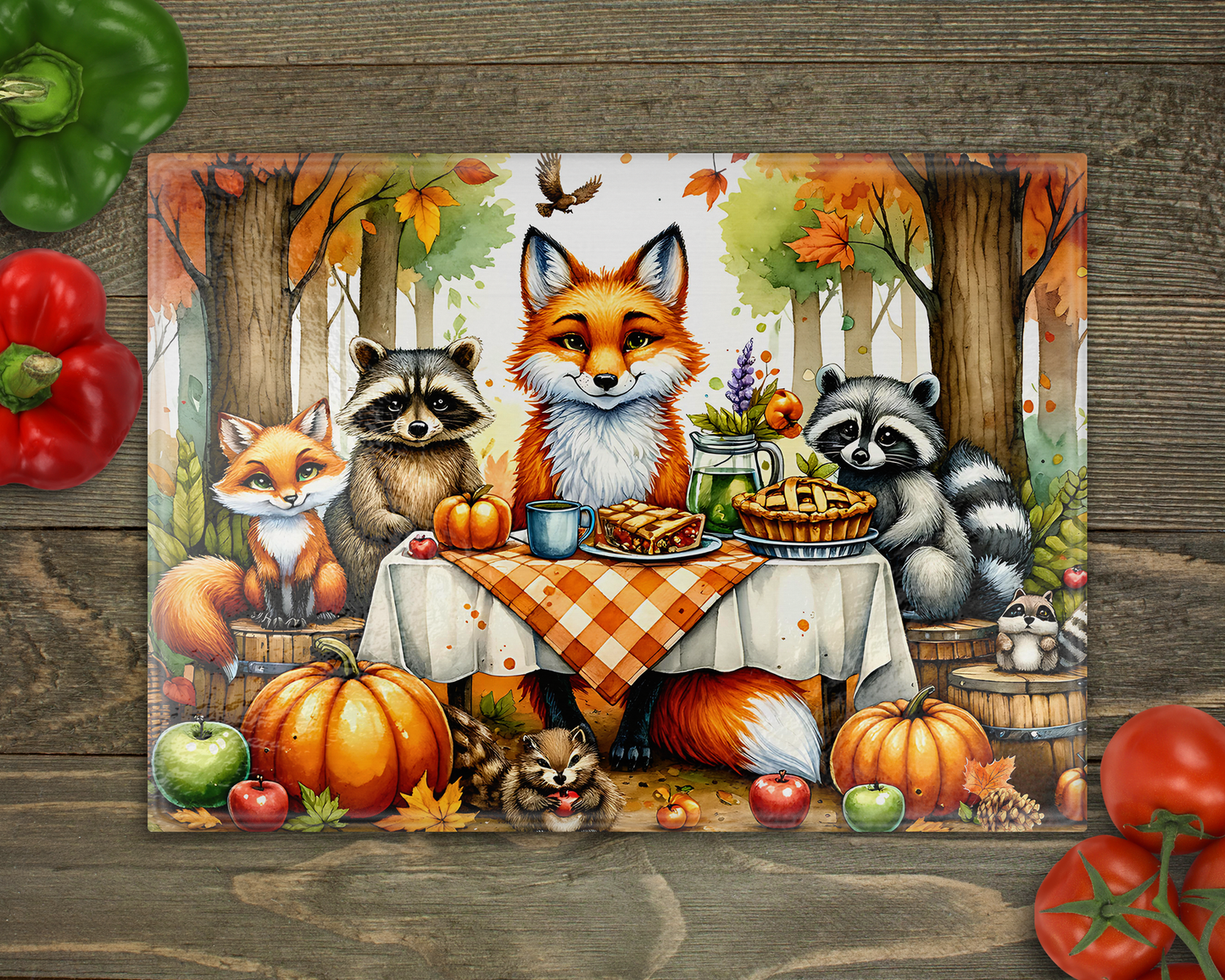 Fall Friends Glass Cutting Board