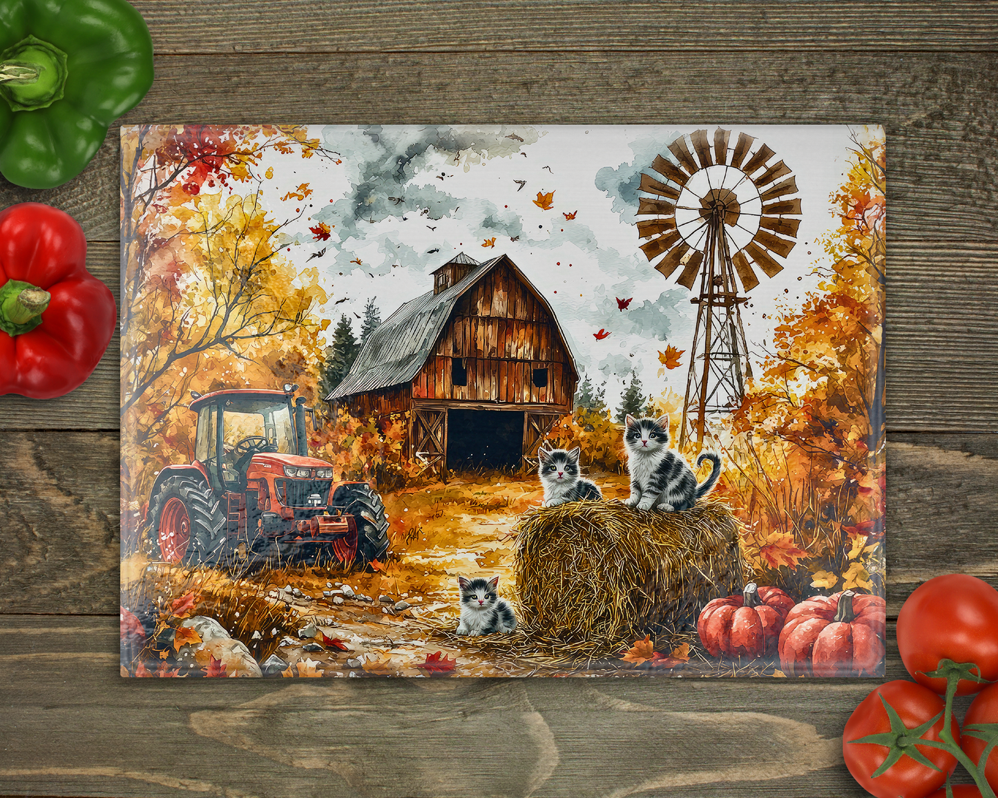 Farm Kittens Glass Cutting Board