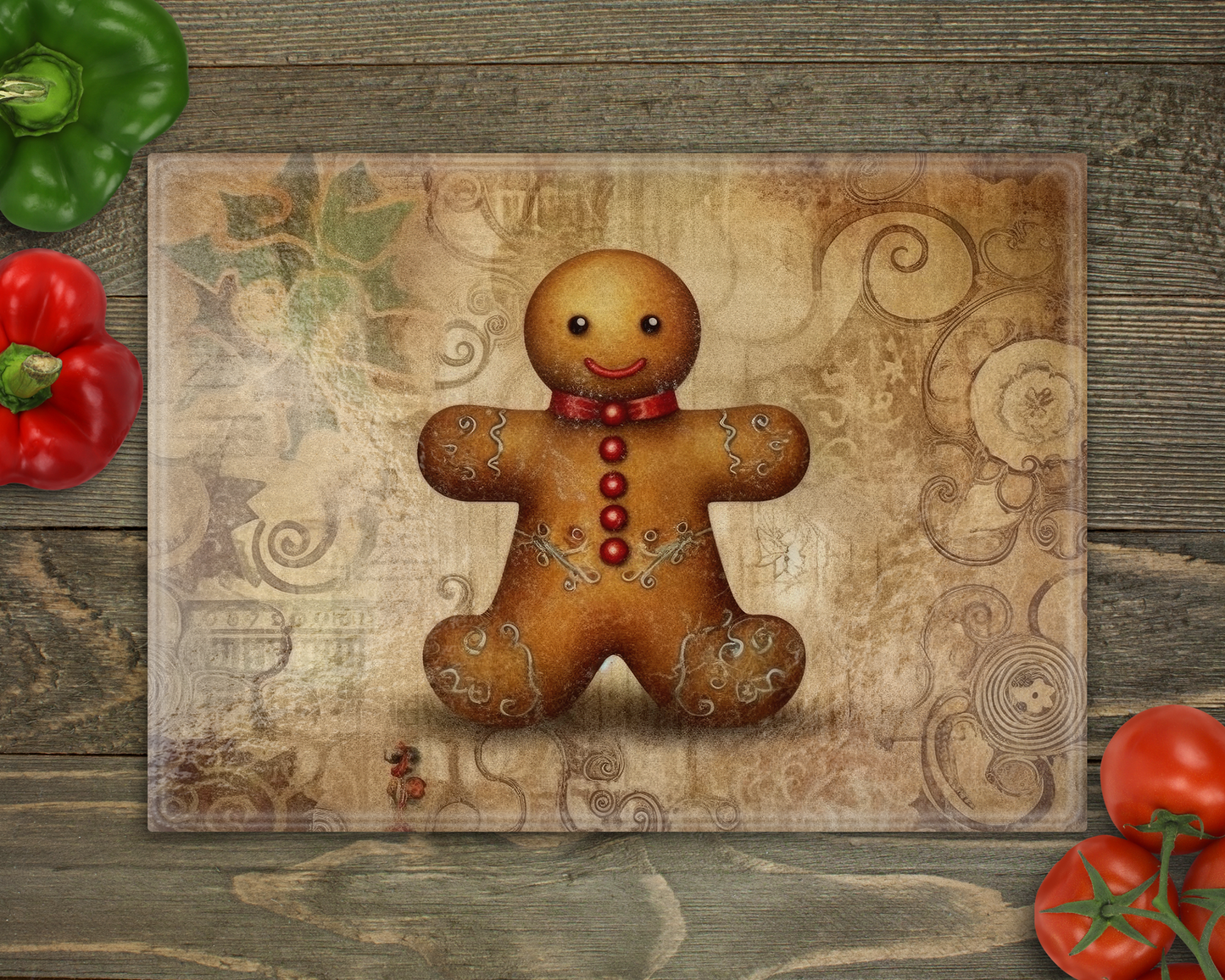 Gingerbread Man Glass Cutting Board
