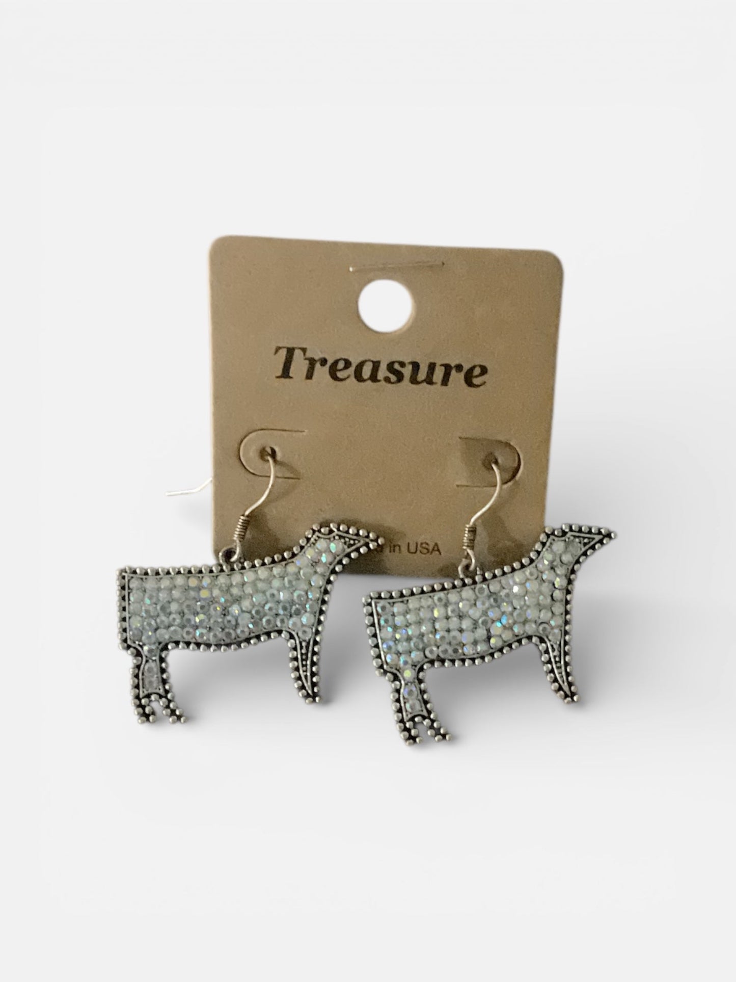 RHINESTONE COW EARRINGS