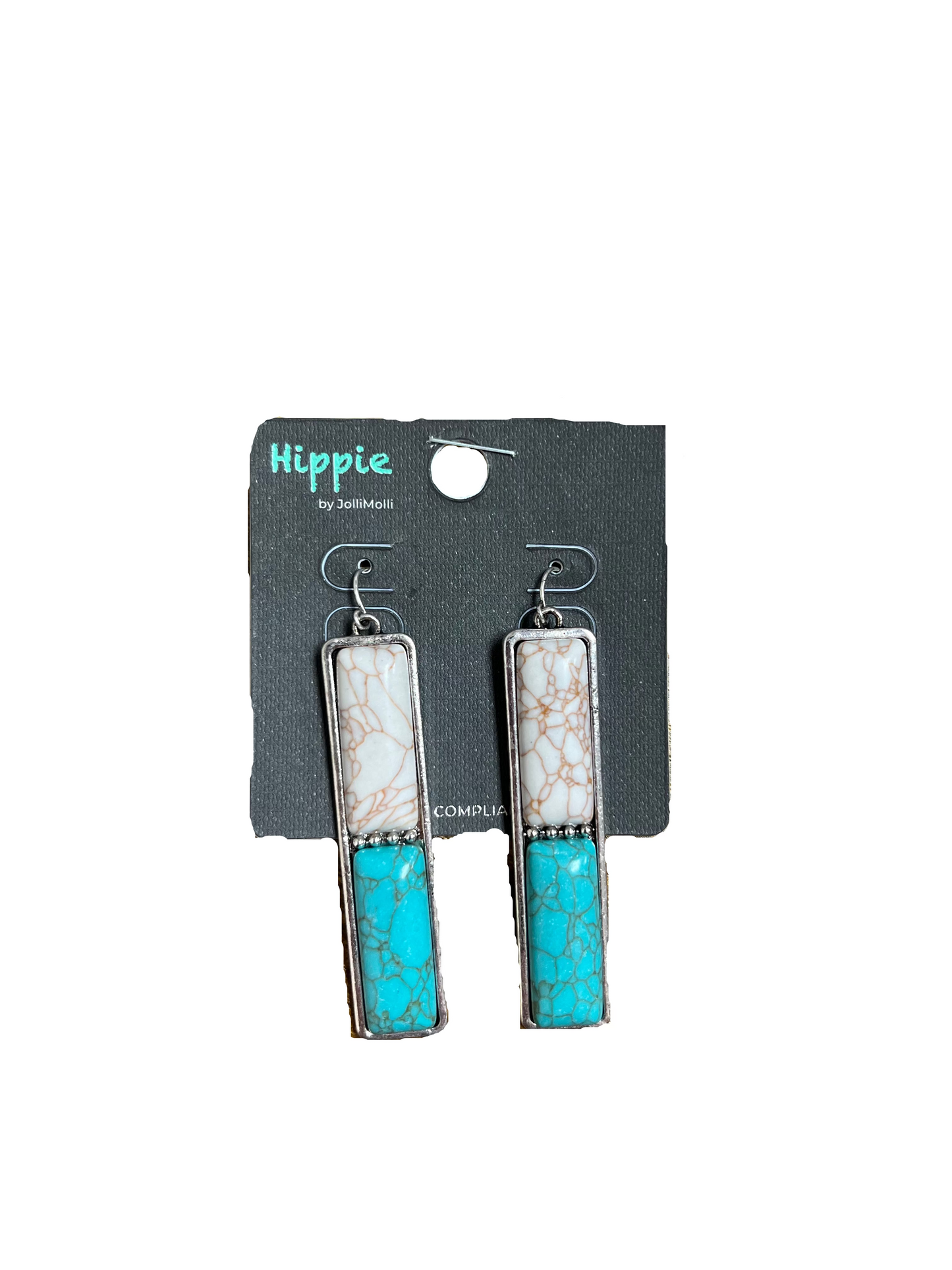 TWO TONE STONE EARRINGS