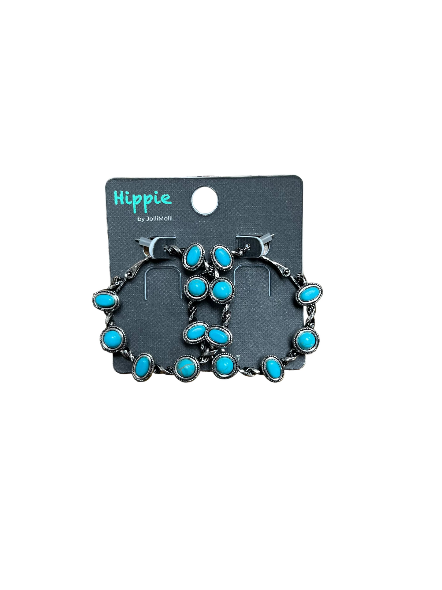 TURQUOISE STONE HOOP EARRINGS