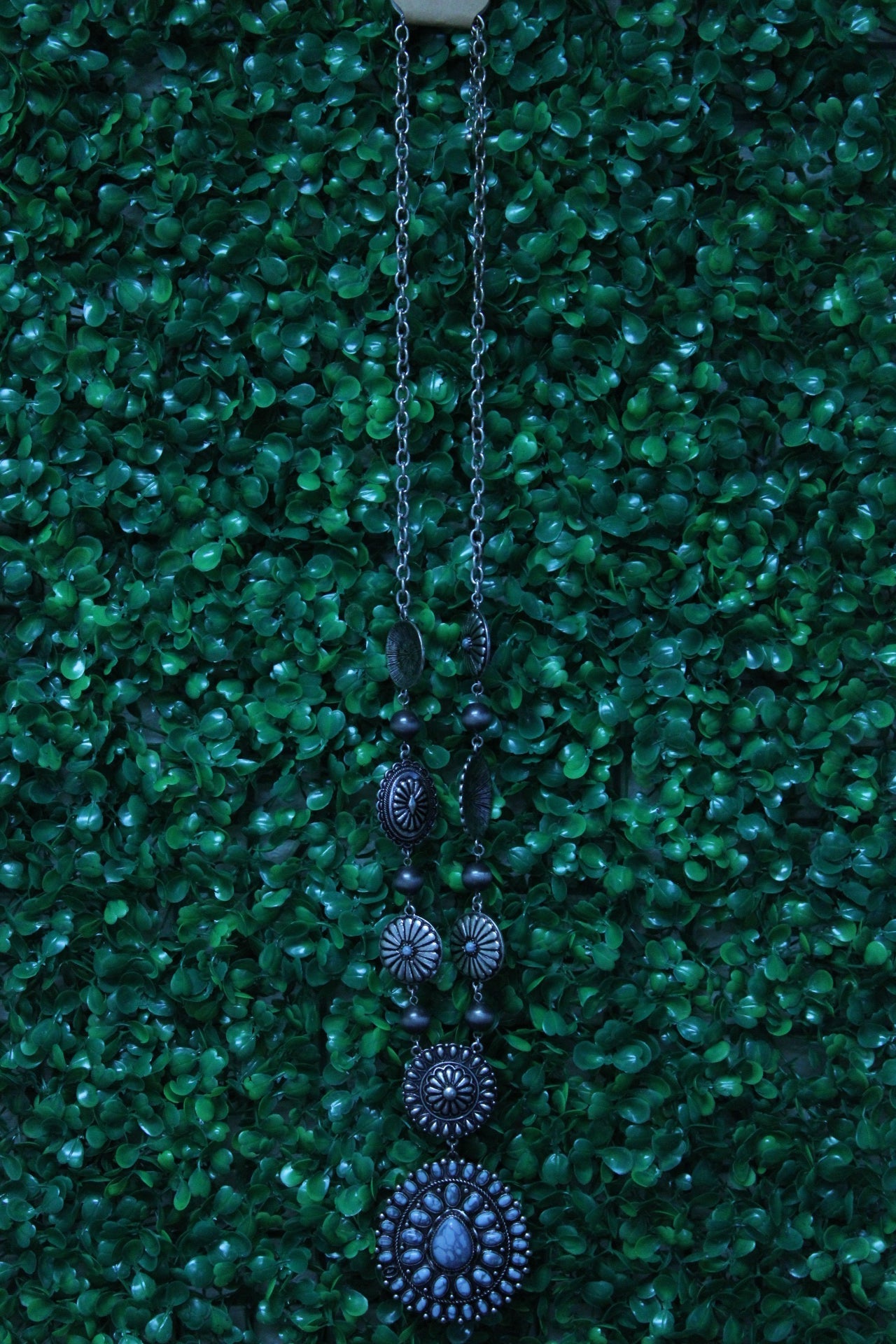 TURQUOISE METAL CHAIN NECKLACE