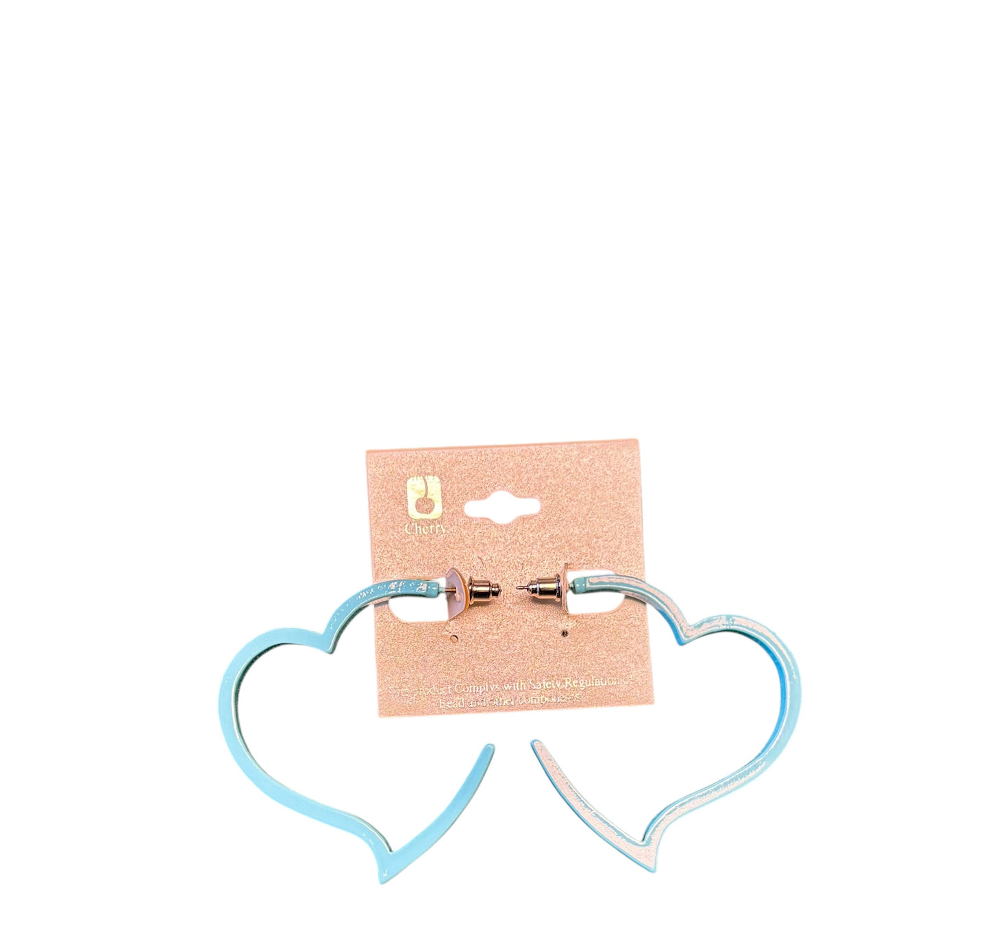 BLUE RHINESTONE HEART EARRINGS