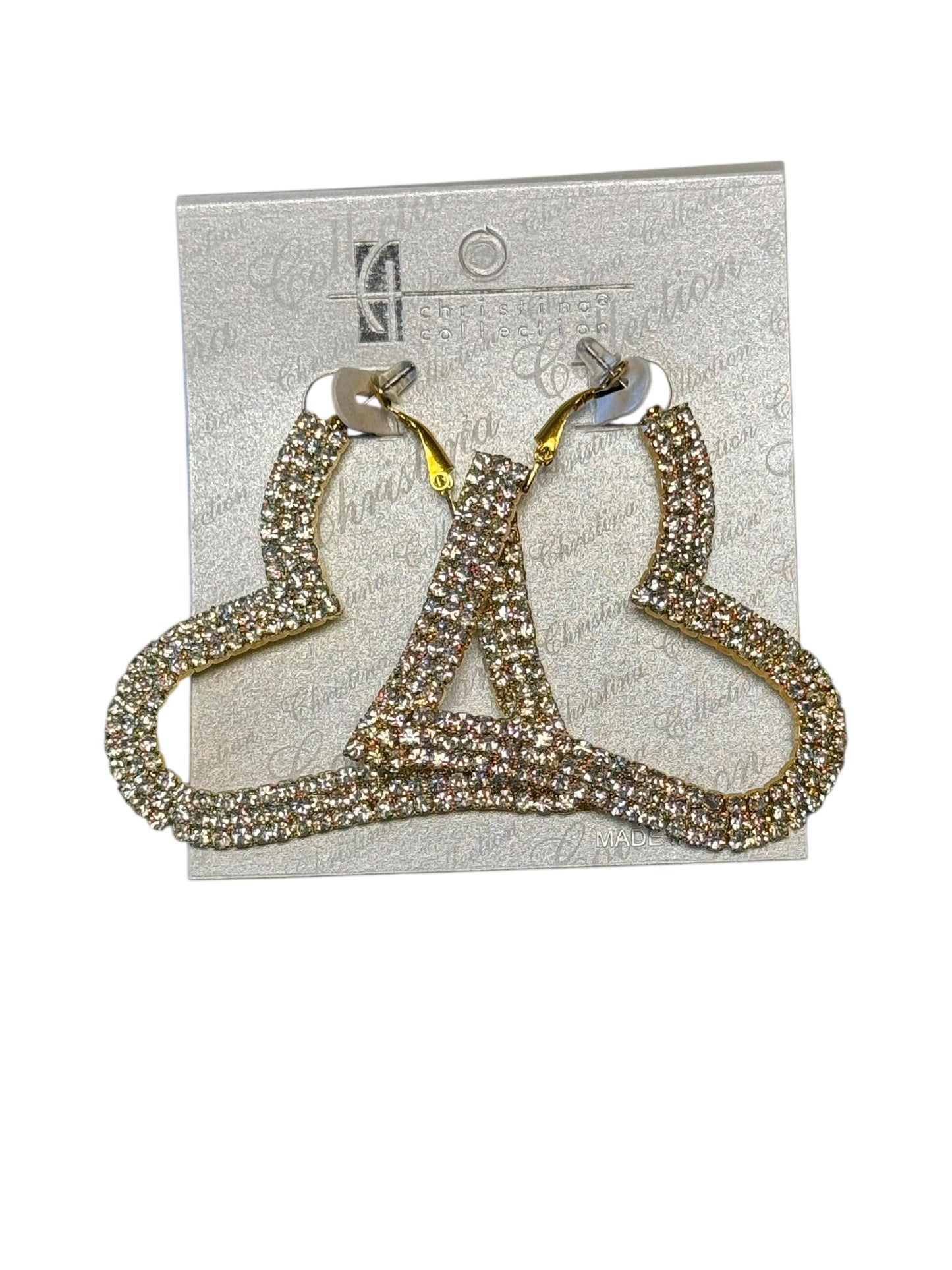 RHINESTONE HEART SHAPED HOOP EARRINGS