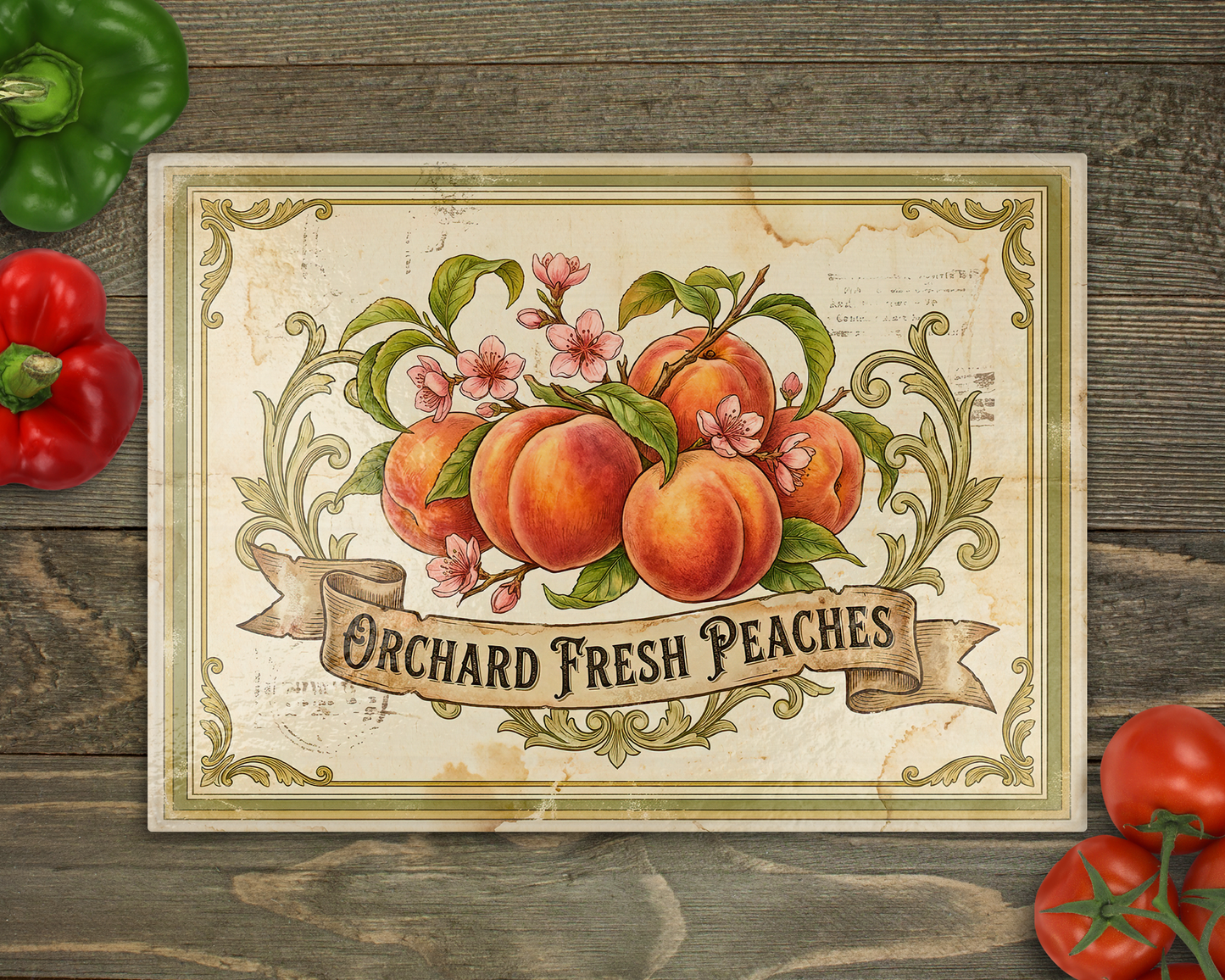 Peaches Glass Cutting Board