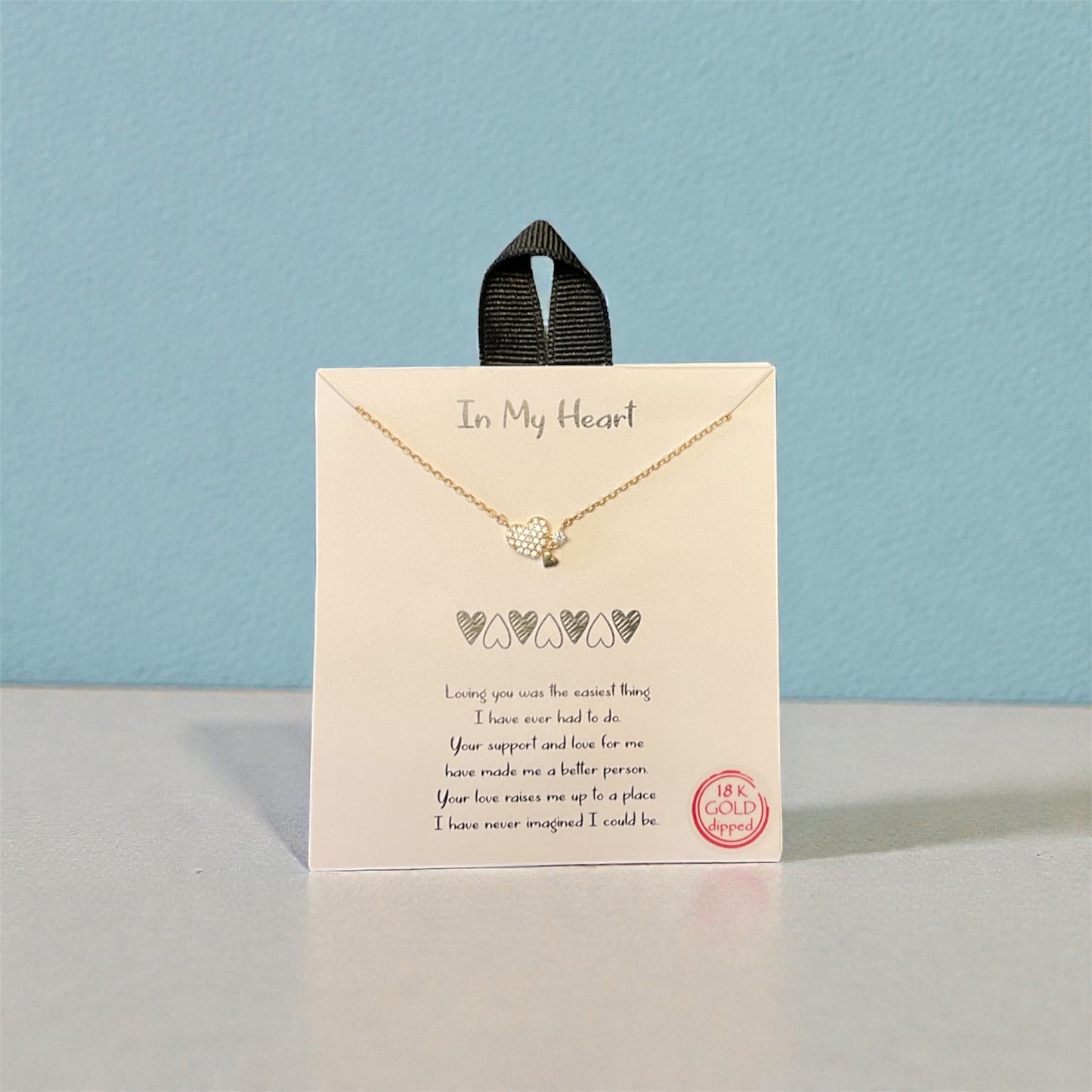 GOLD RHINESTONE HEART NECKLACE