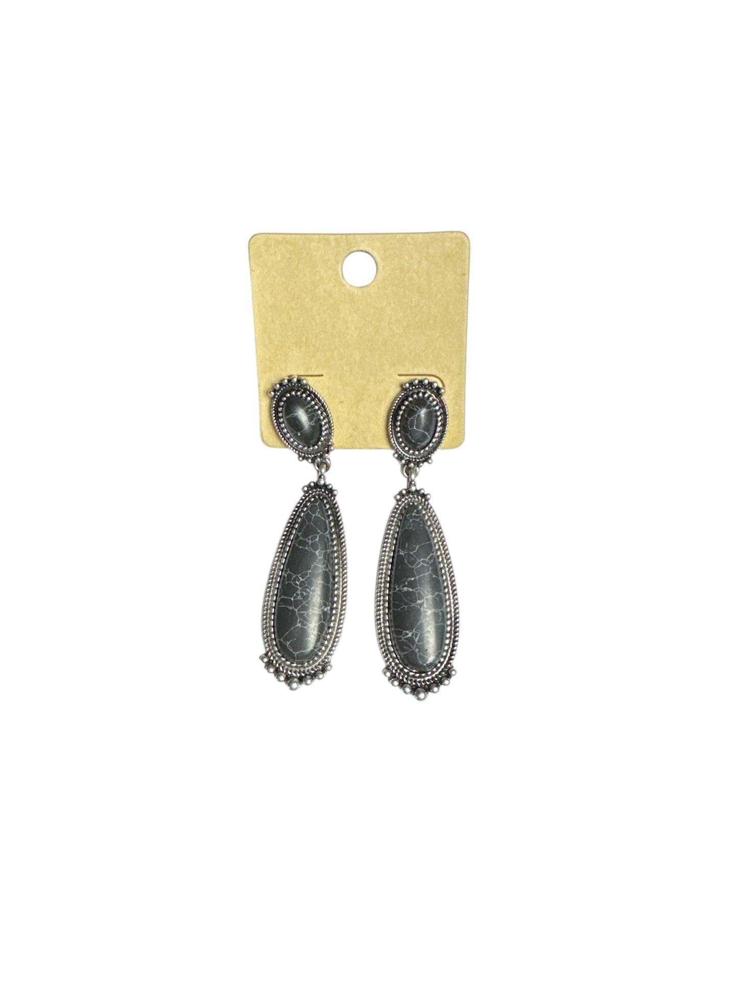 BLACK OVAL SILVER EARRINGS