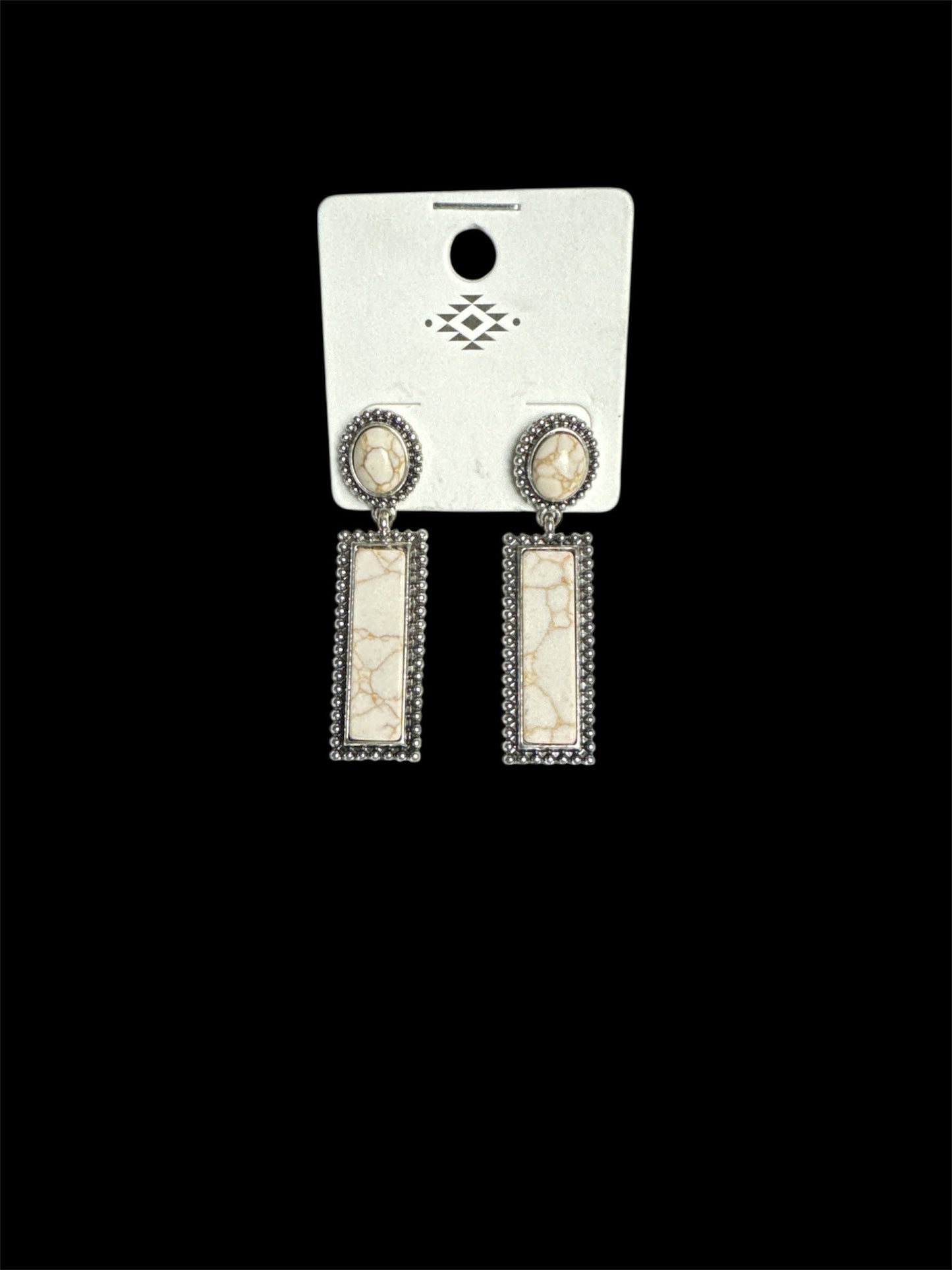 WHITE MARBLE RECTANGLE EARRINGS