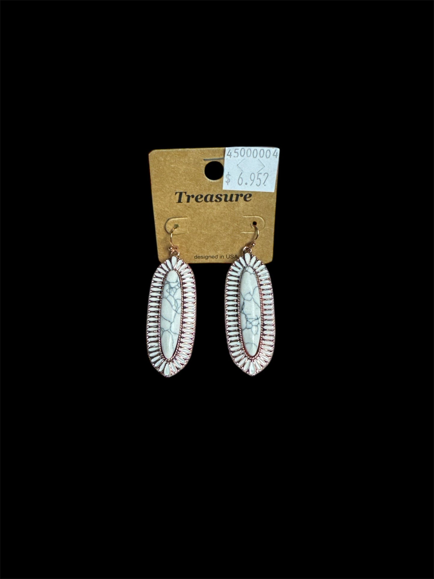 WHITE MARBLE OVAL EARRINGS