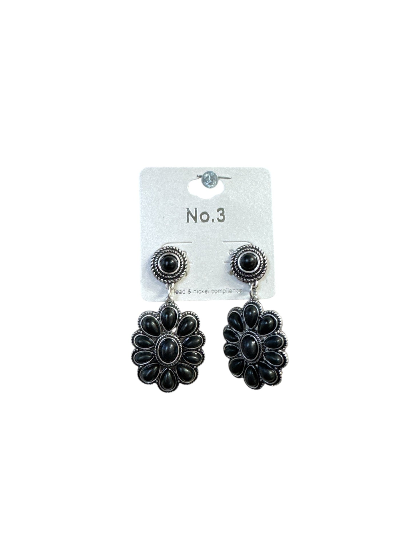 BLACK BLOSSOM SILVER EARRINGS