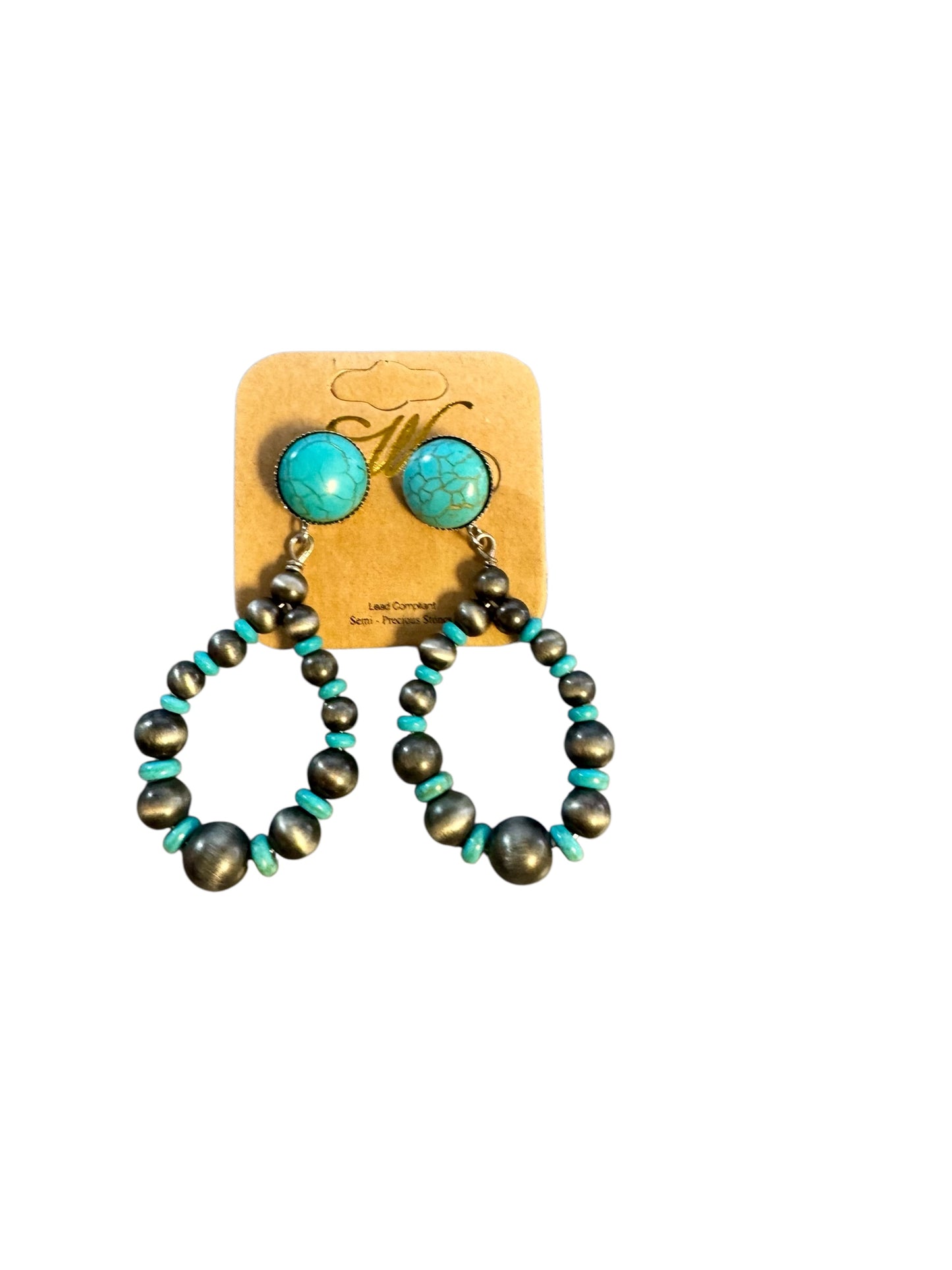 NAVAJO BEAD AND COLORED STONE EARRINGS
