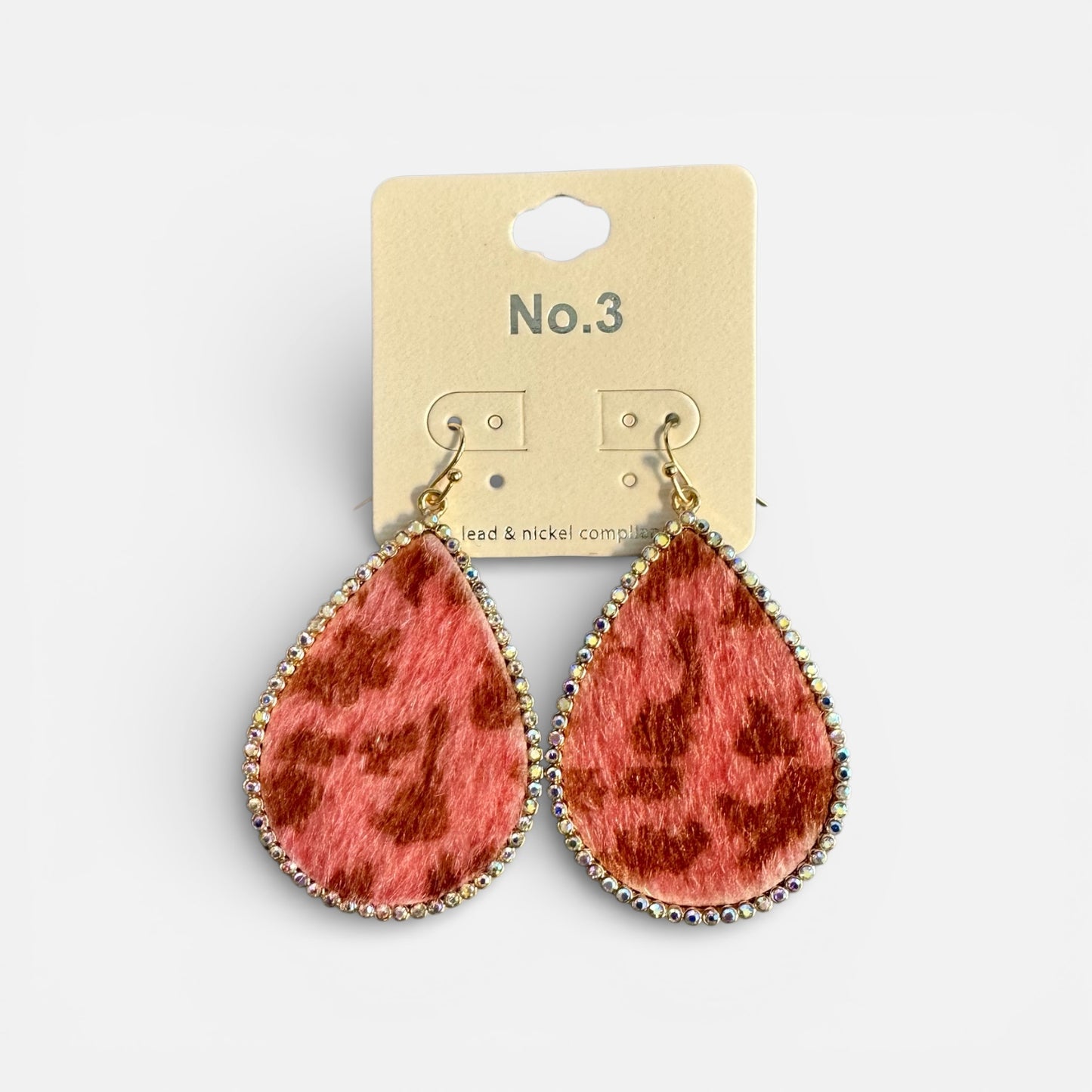 METAL HAIR ON HIDE COWPRINT EARRINGS