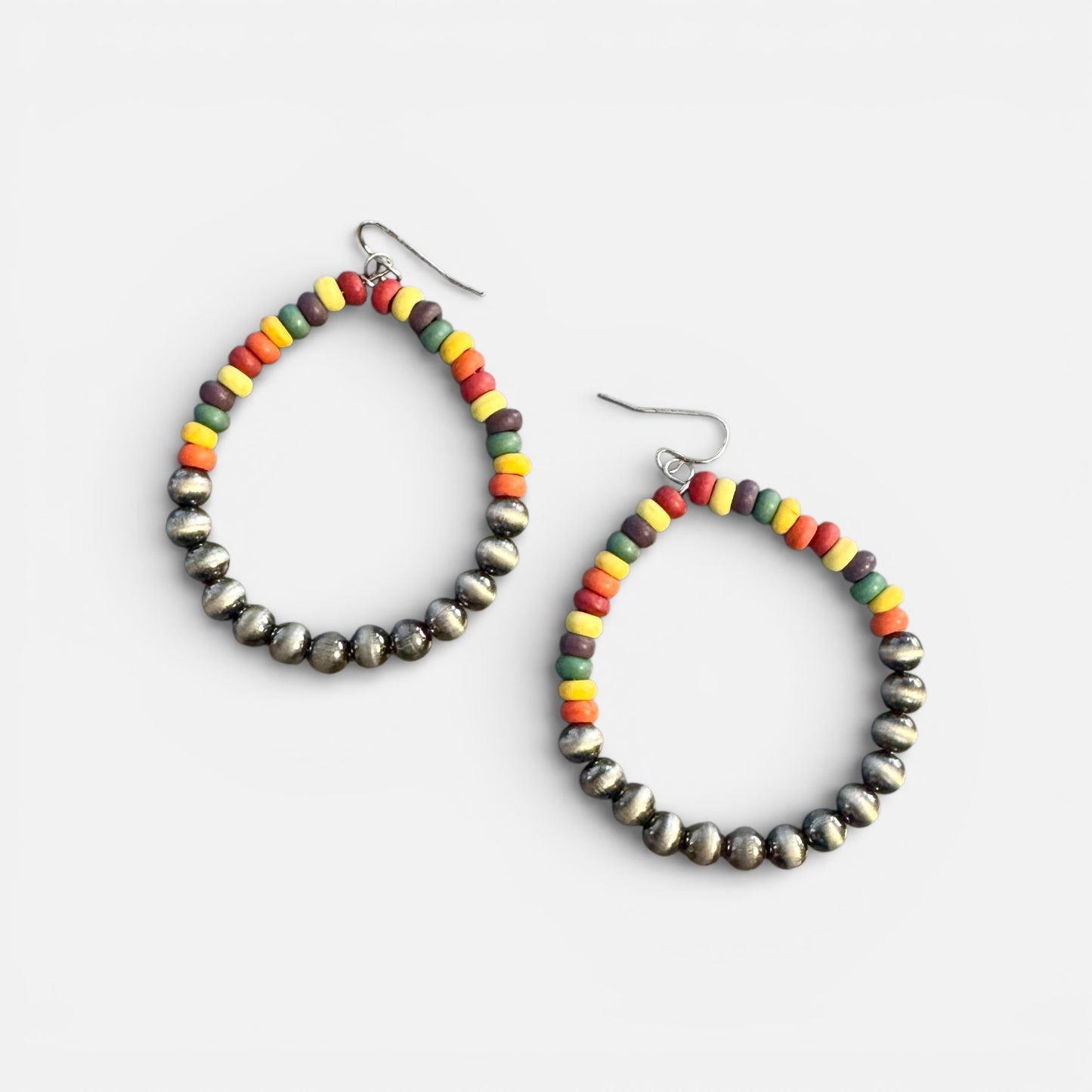 NAVAJO AND MULTICOLOR BEAD EARRINGS