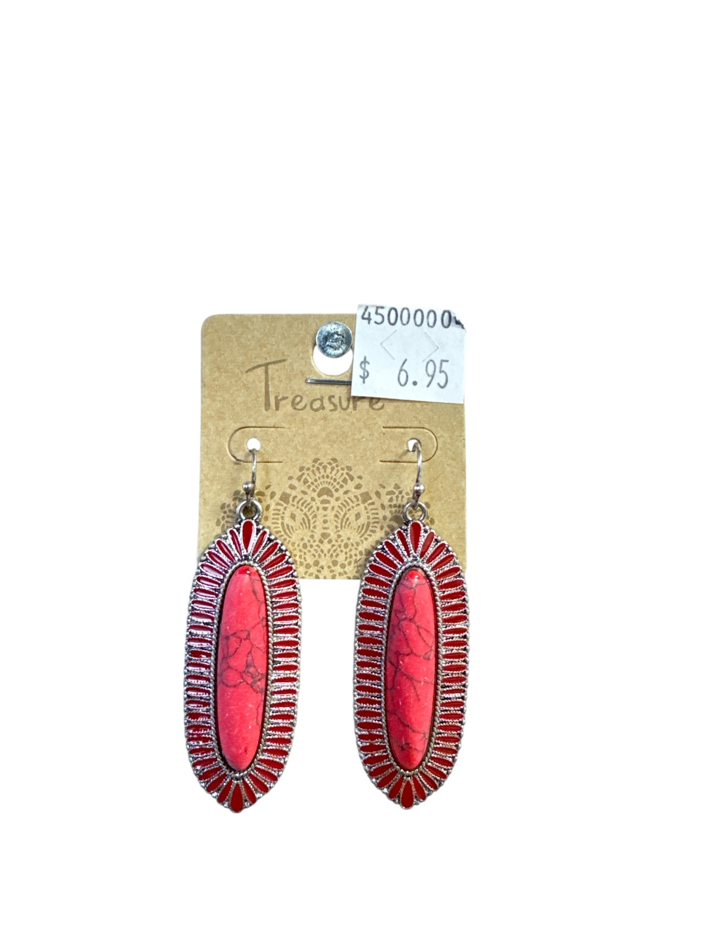 RED MARBLE STICK EARRINGS