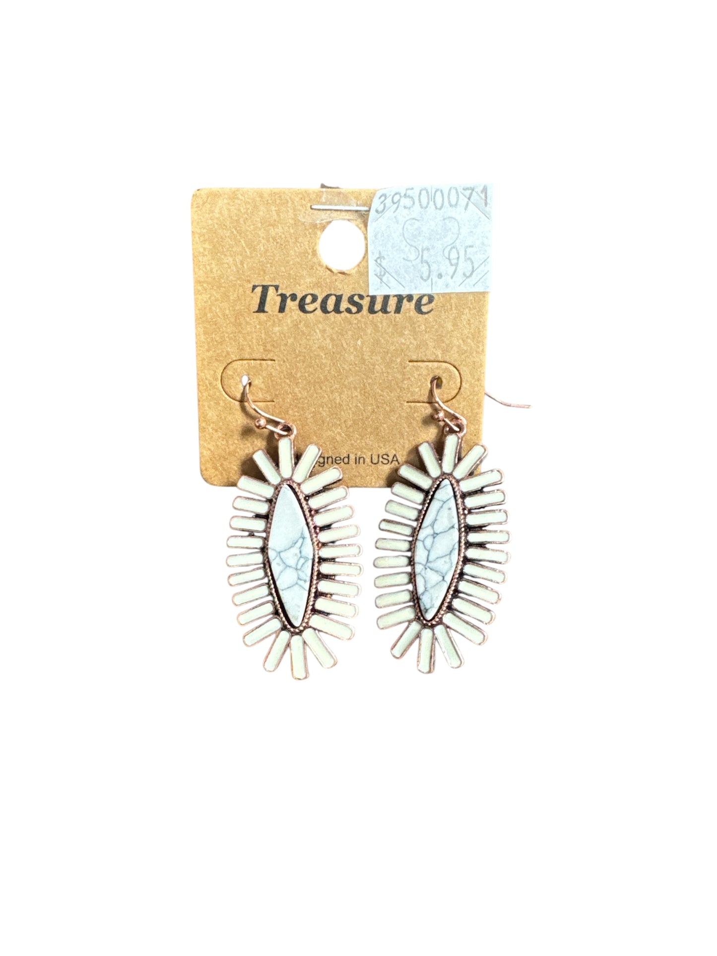 WHITE MARBLE KITE STICK EARRINGS