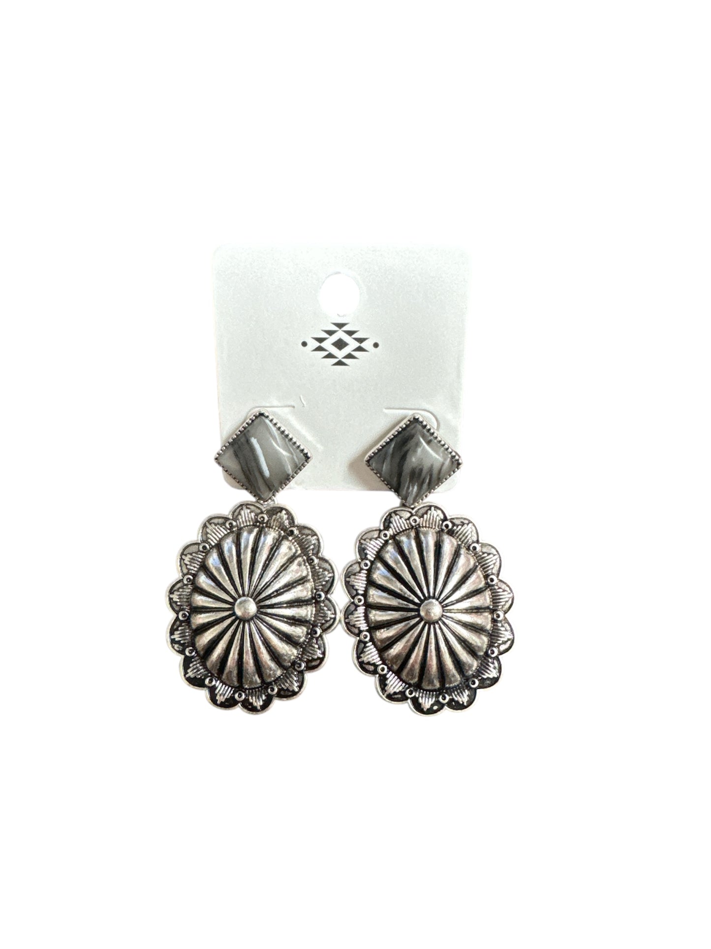 BLACK STONE SILVER PLATED EARRINGS