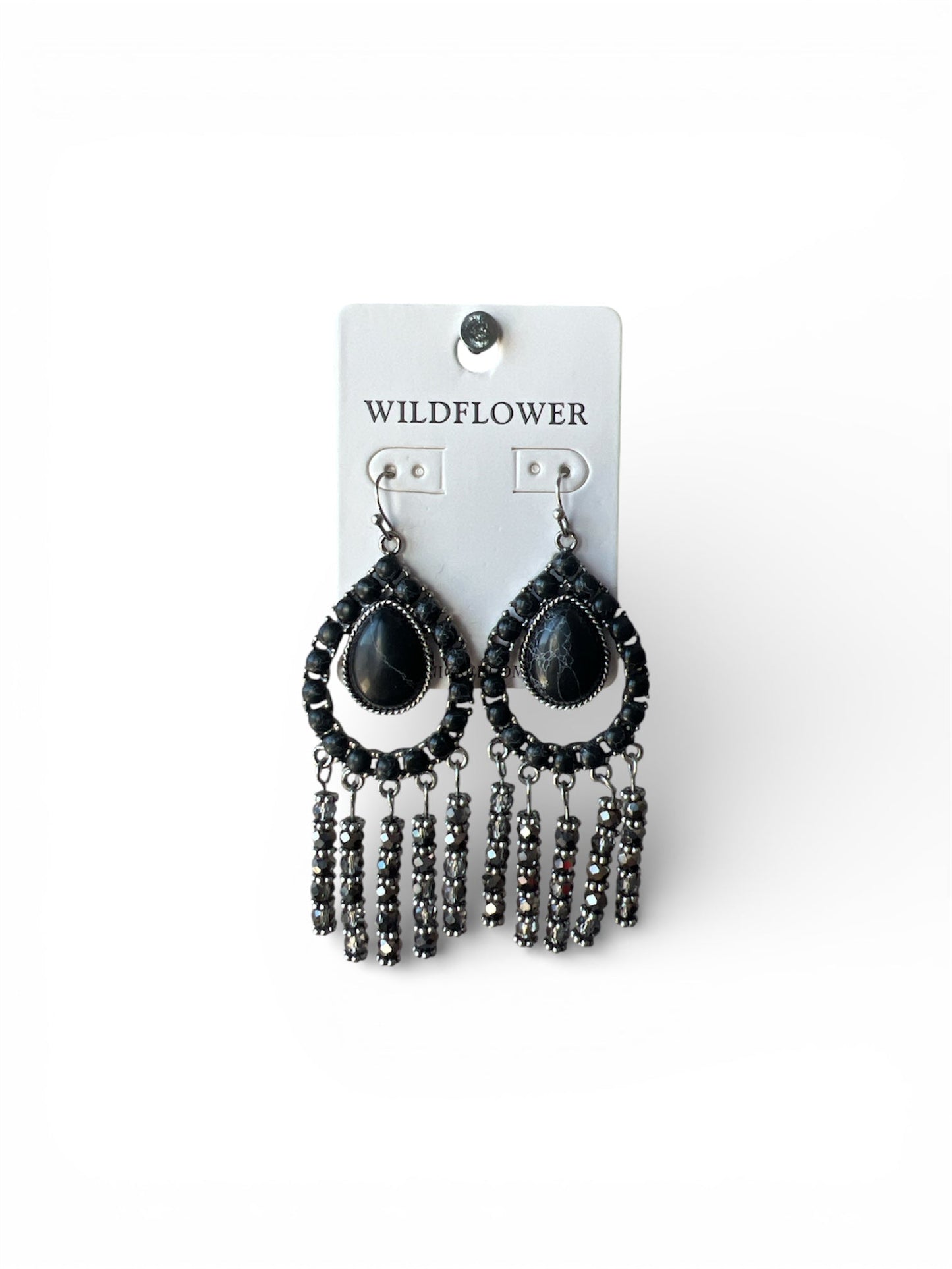 ALL BLACK STONE DANGLE EARRINGS