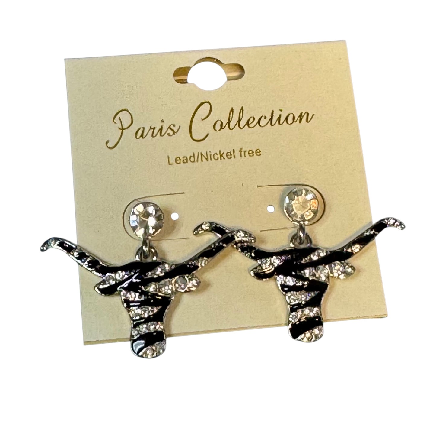 ZEBRA PRINT STEER HEAD EARRINGS
