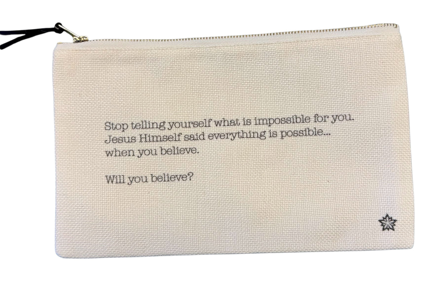 CANVAS ZIPPER BAG WITH SAYING