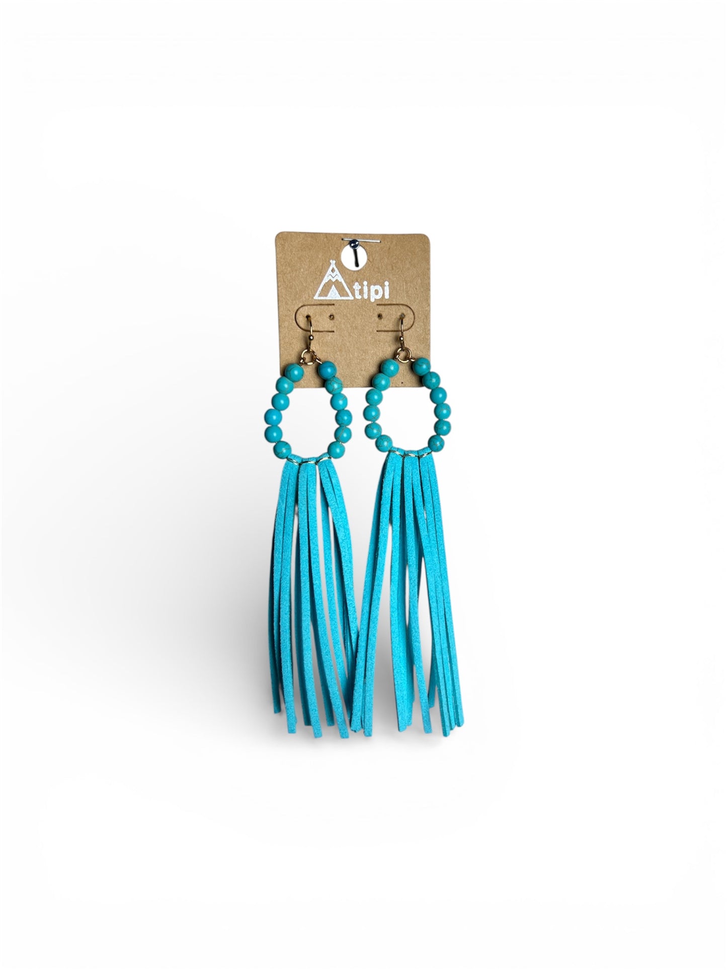 TURQUOISE BEADED TASSEL EARRINGS