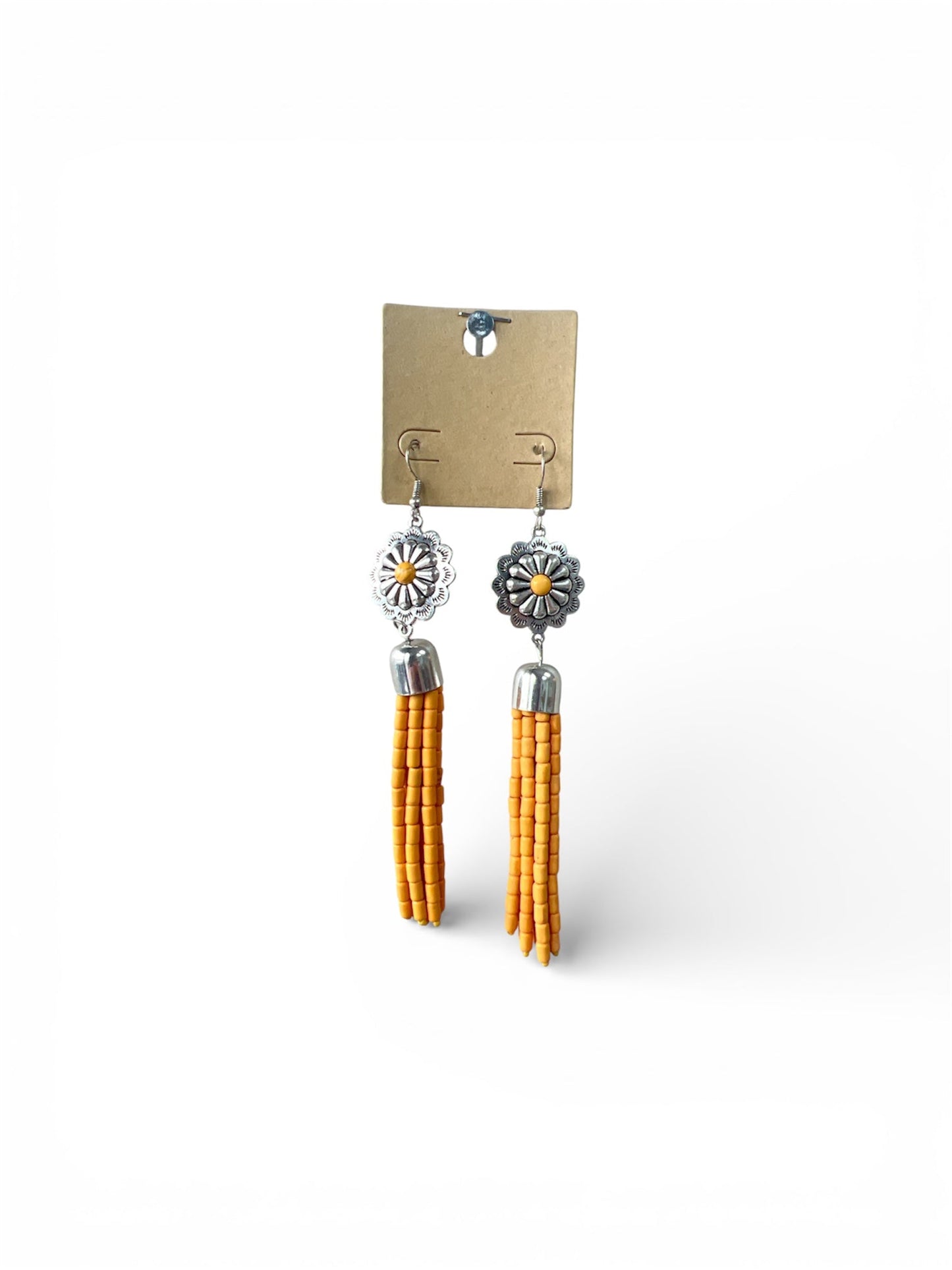 YELLOW BLOSSOM BEAD DANGLE EARRINGS