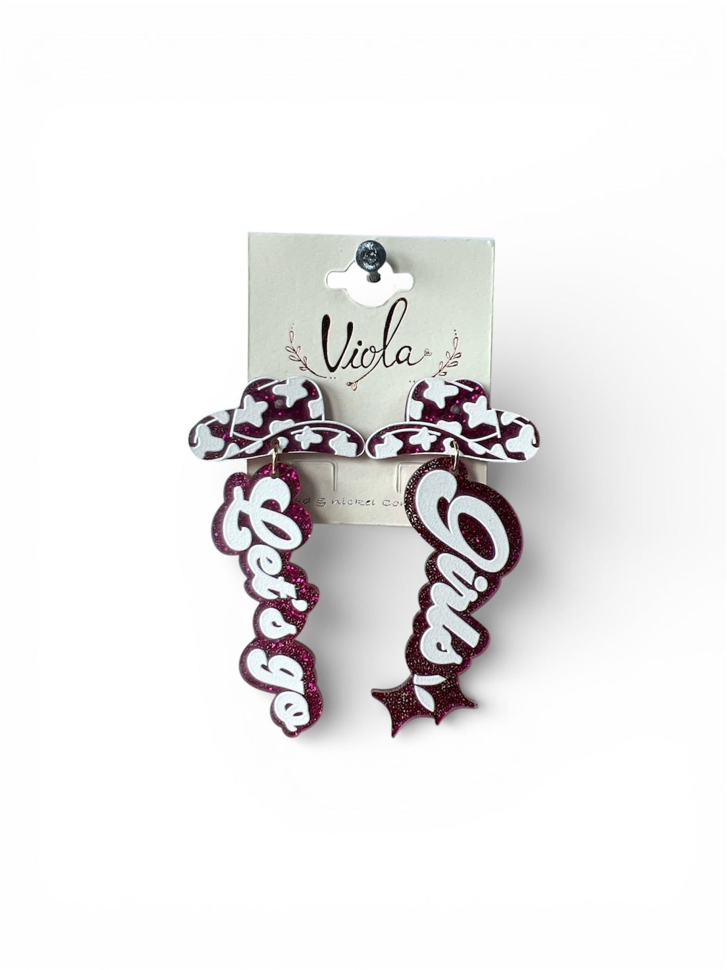 "LET'S GO GIRLS" COWGIRL DANGLE EARRINGS