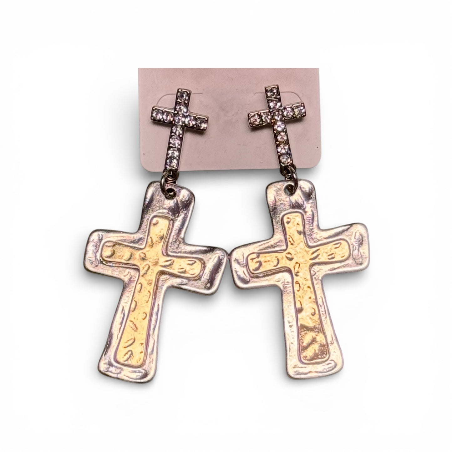 2 TIER CROSS EARRINGS